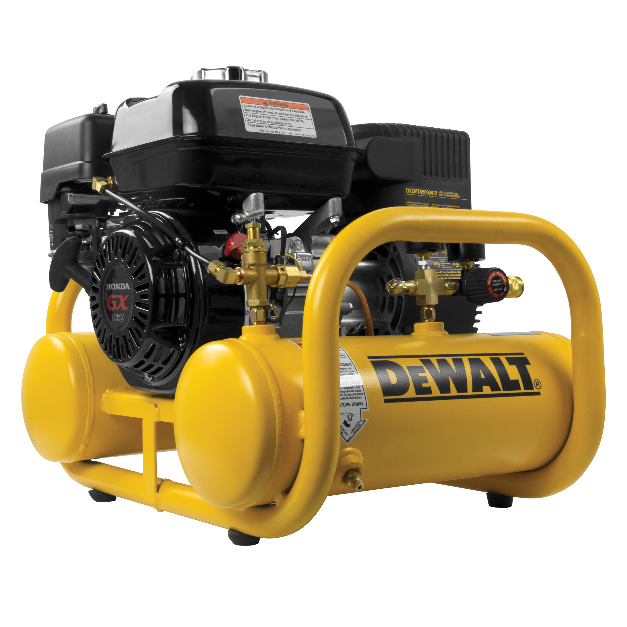 DEWALT 4 Gallon Air Compressor, Honda Gas Engine, Model DXCMTA5590412