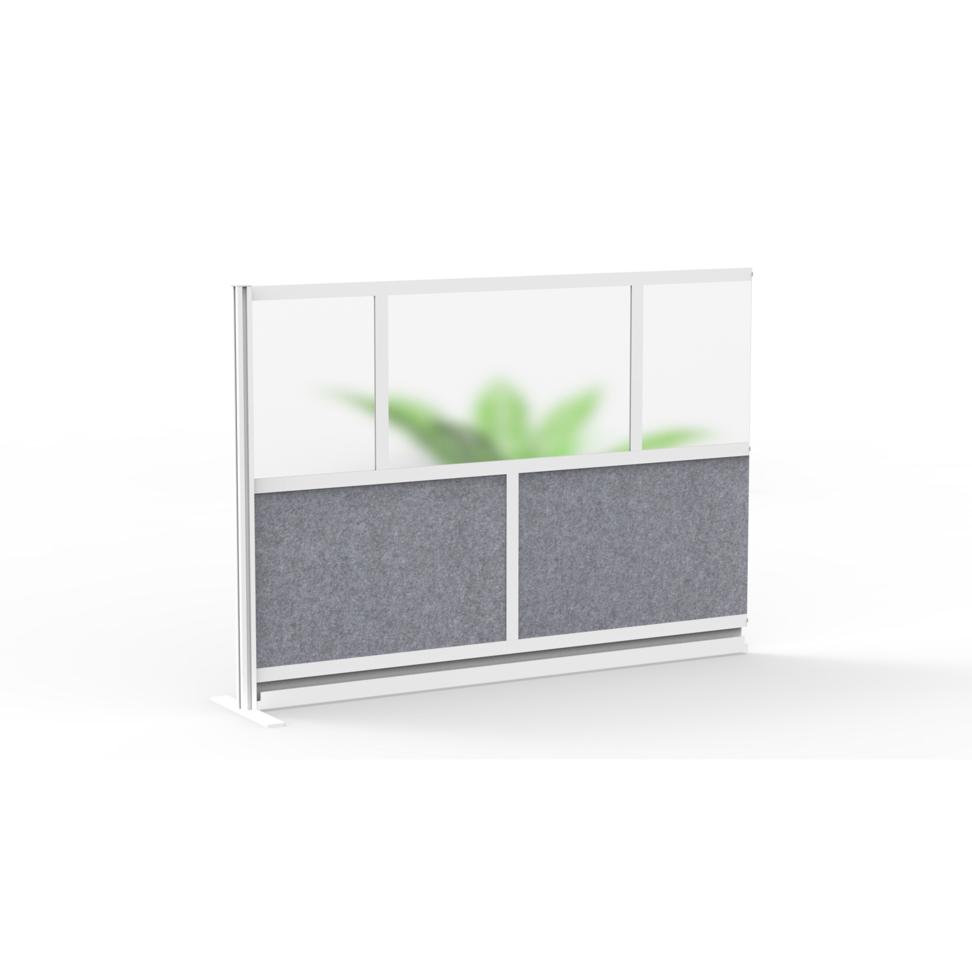 Luxor Modular Room Divider - 70in. x 48in., Aluminum, Sound-Absorbent PET Panels, Frosted Acrylic, Model# MW-7048-XFCG