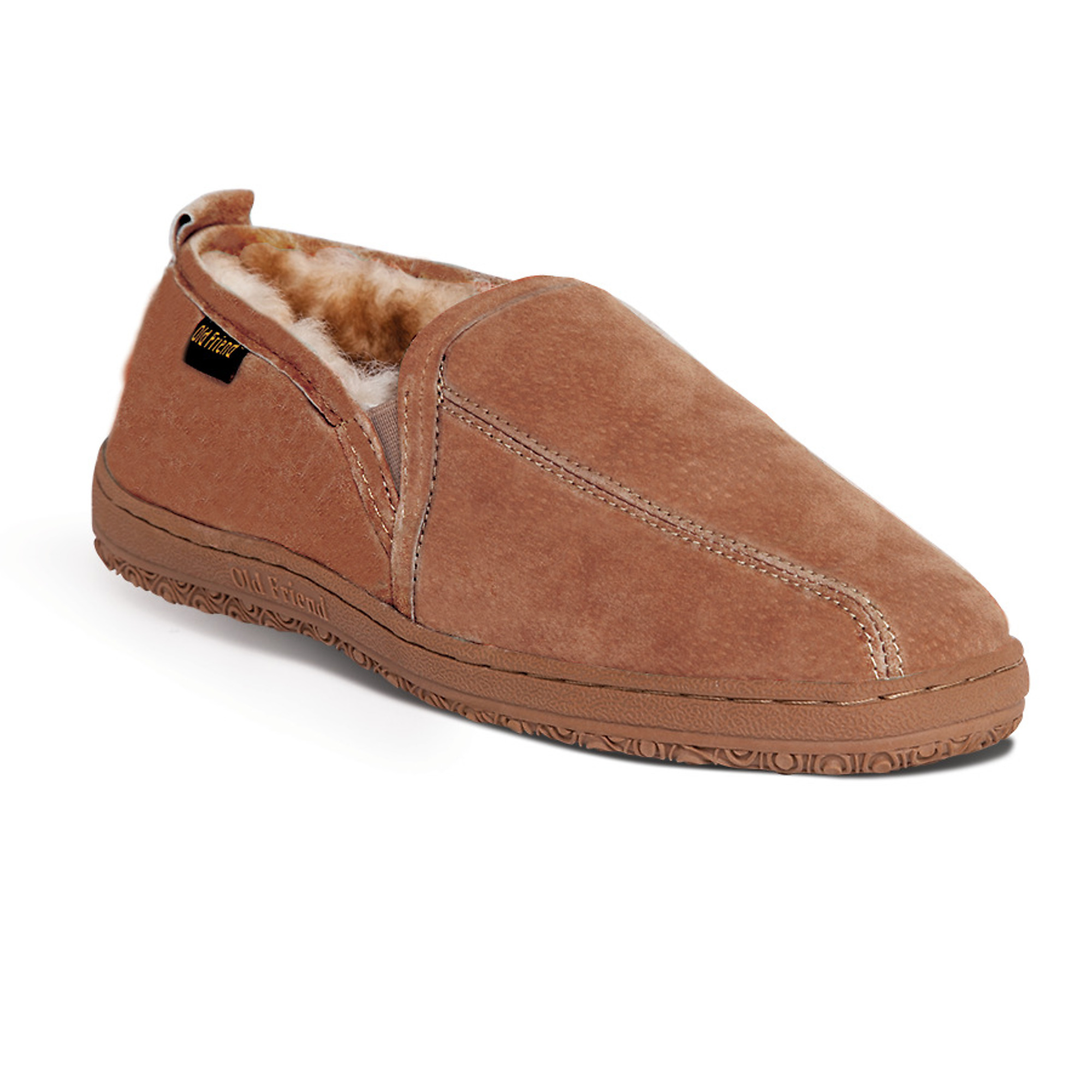 Old Friend Men\'s Size 11 Sheepskin Lined Suede Leather Hard Sole Slippers Brown Old Friend Footwear, Men main image 3