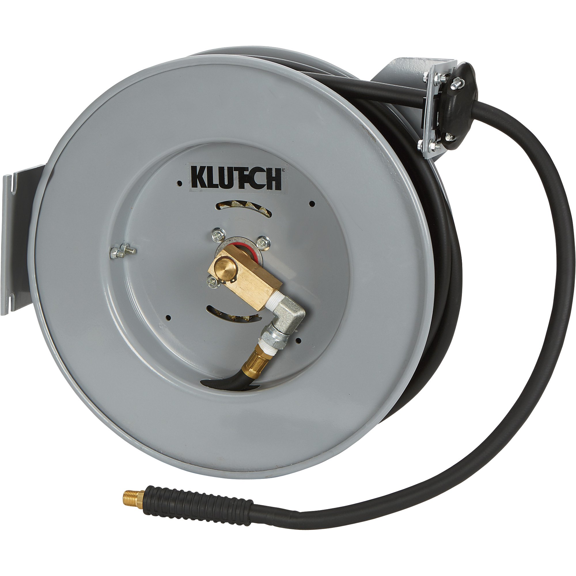Klutch Compact Auto Rewind Air Hose Reel — With 3/8in. x 50ft. Hybrid Hose,  Max. 300 PSI