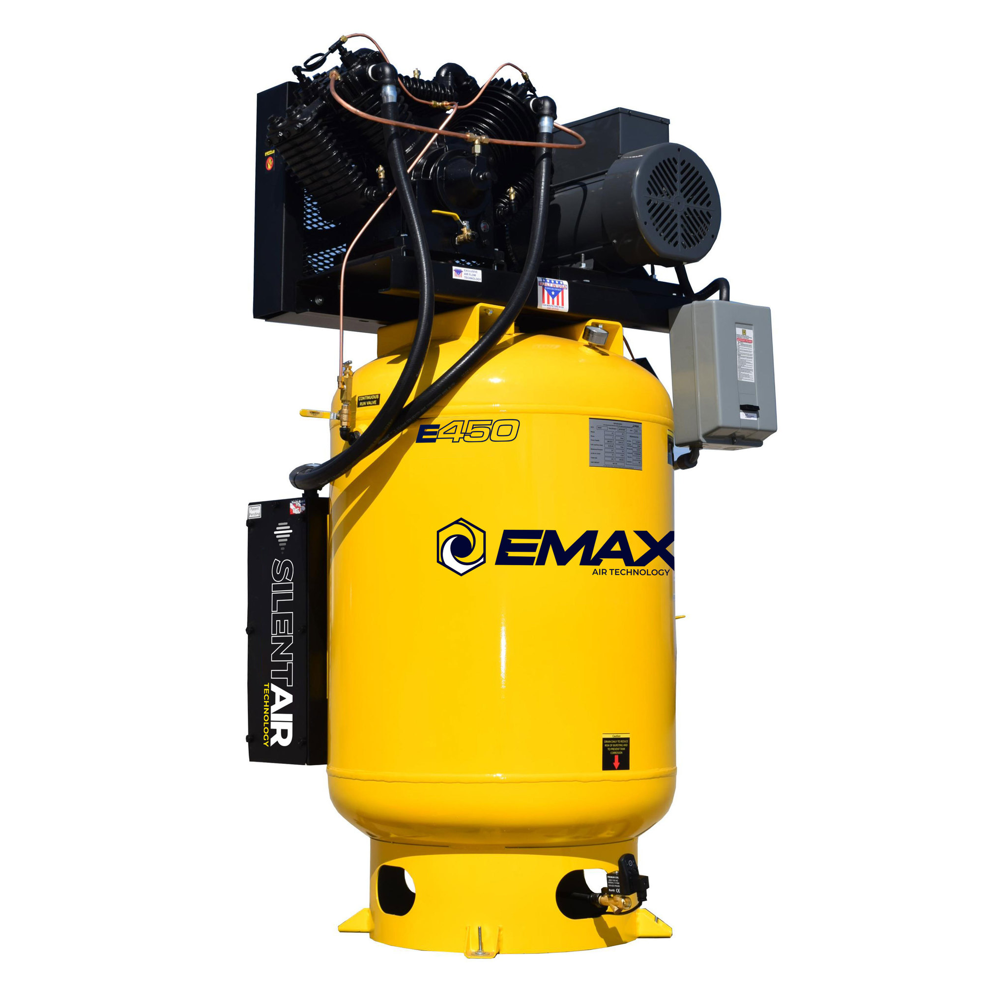 EMAX Vertical Air Compressor w/ Silencer, Pressure Lube Pump