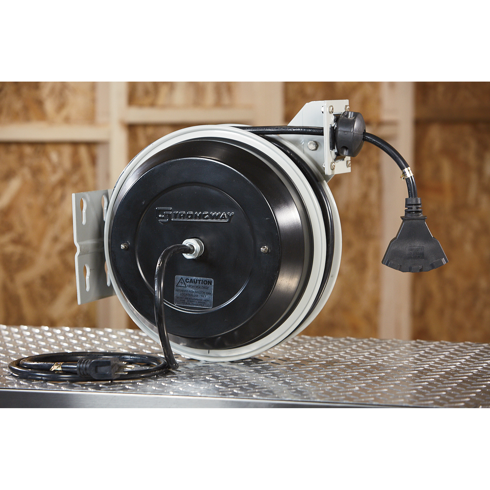 Strongway Heavy-Duty Retractable Extension Cord Reel, 50ft., 12/3, Triple  Tap