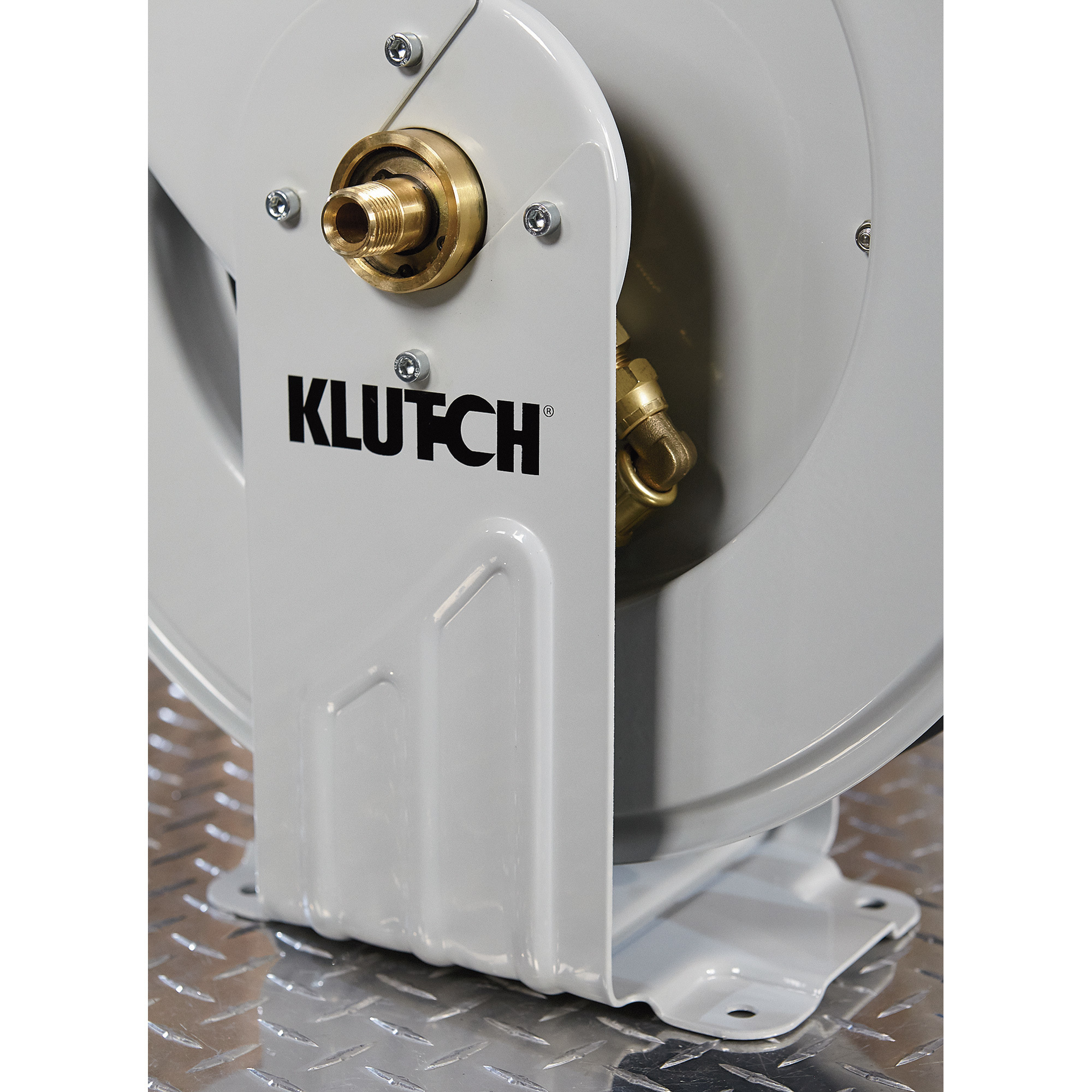 Klutch Auto Rewind Air Hose Reel, With 1/2in. x 50ft. NRB Rubber Hose, Max.  300 PSI