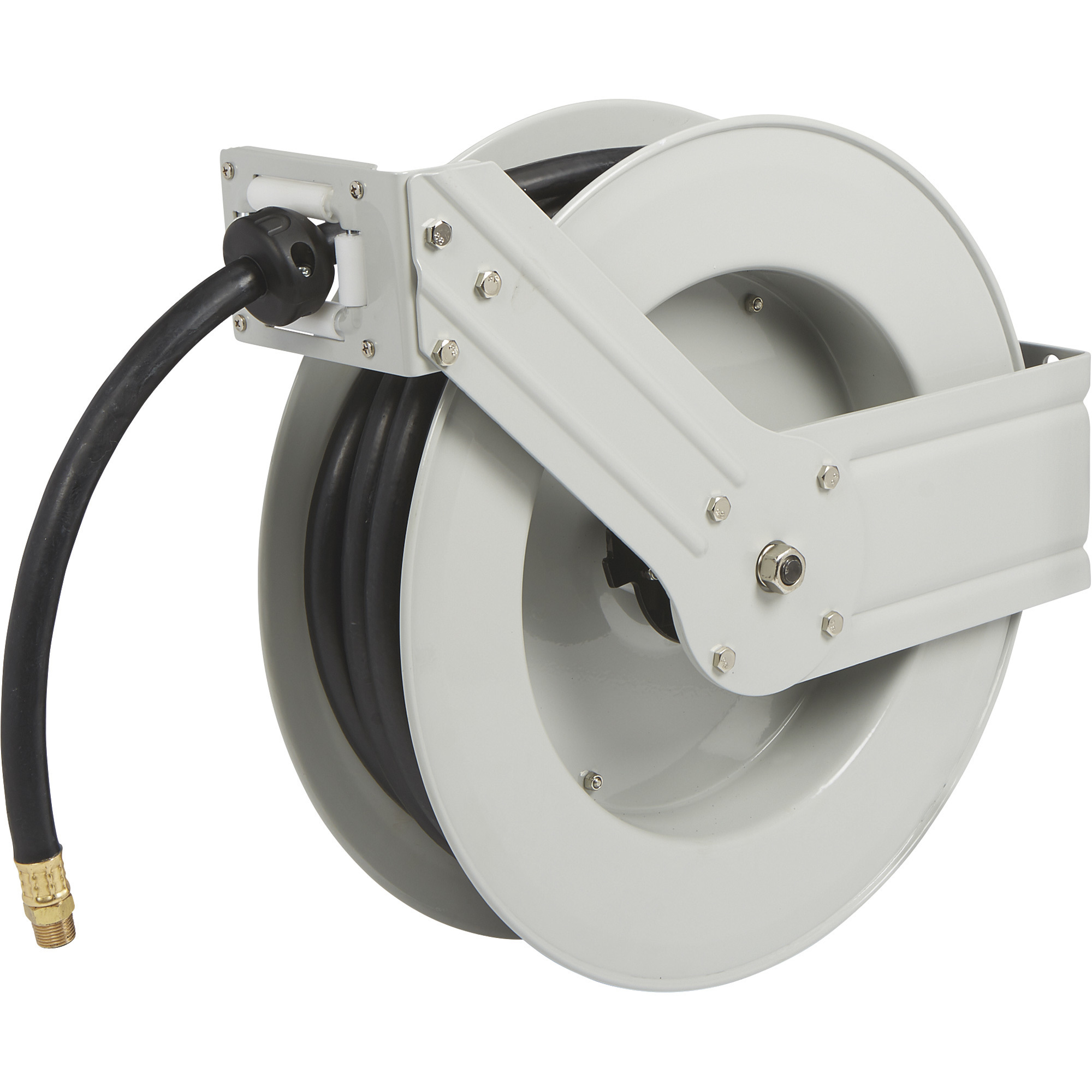 Klutch Heavy-Duty Auto Rewind Air Hose Reel, With 1/2in. x 50ft. Rubber  Hose, Max. 300 PSI