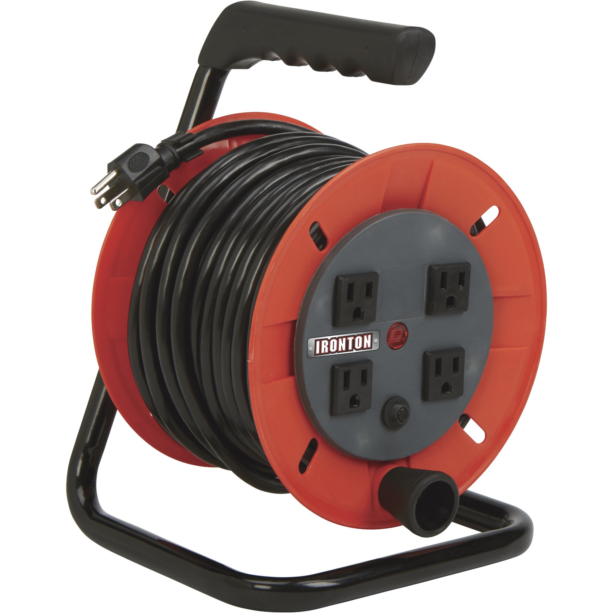 Ironton Manual Wind Extension Cord Reel — 50ft., 14/3, 4 Outlets