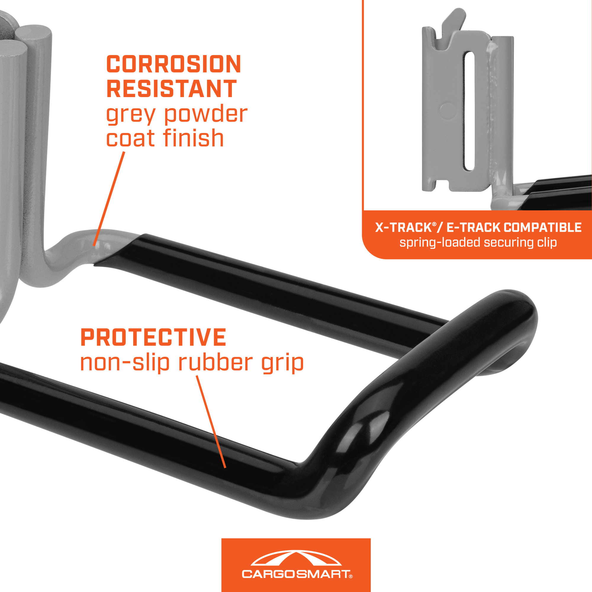 Premium Coated Dual Arm Flat Hook – 1 Pack, Fits X-Track & E-Track