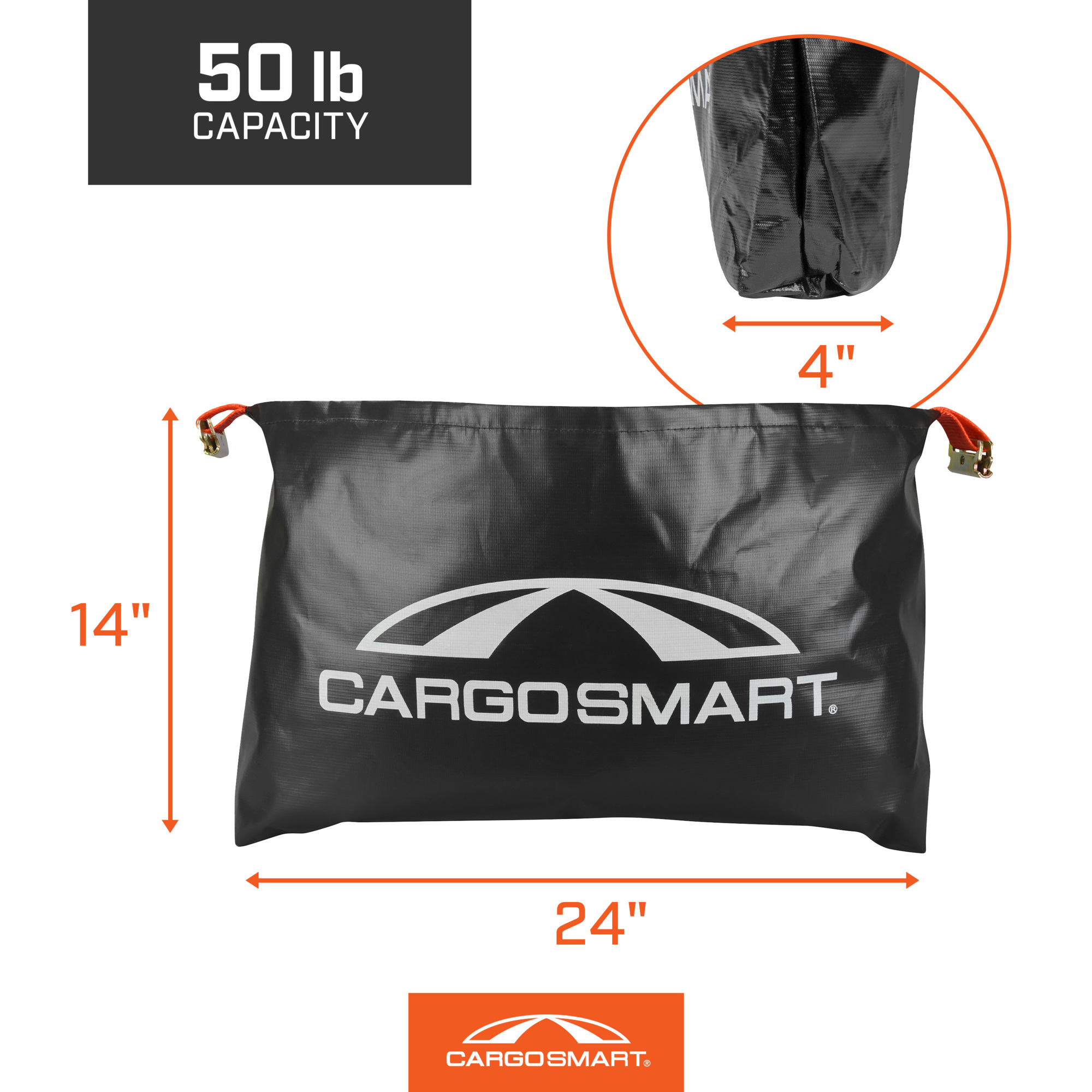 CargoSmart Nylon Utility Track Bag, 24in.W x 4in.D x 14in.H, For E