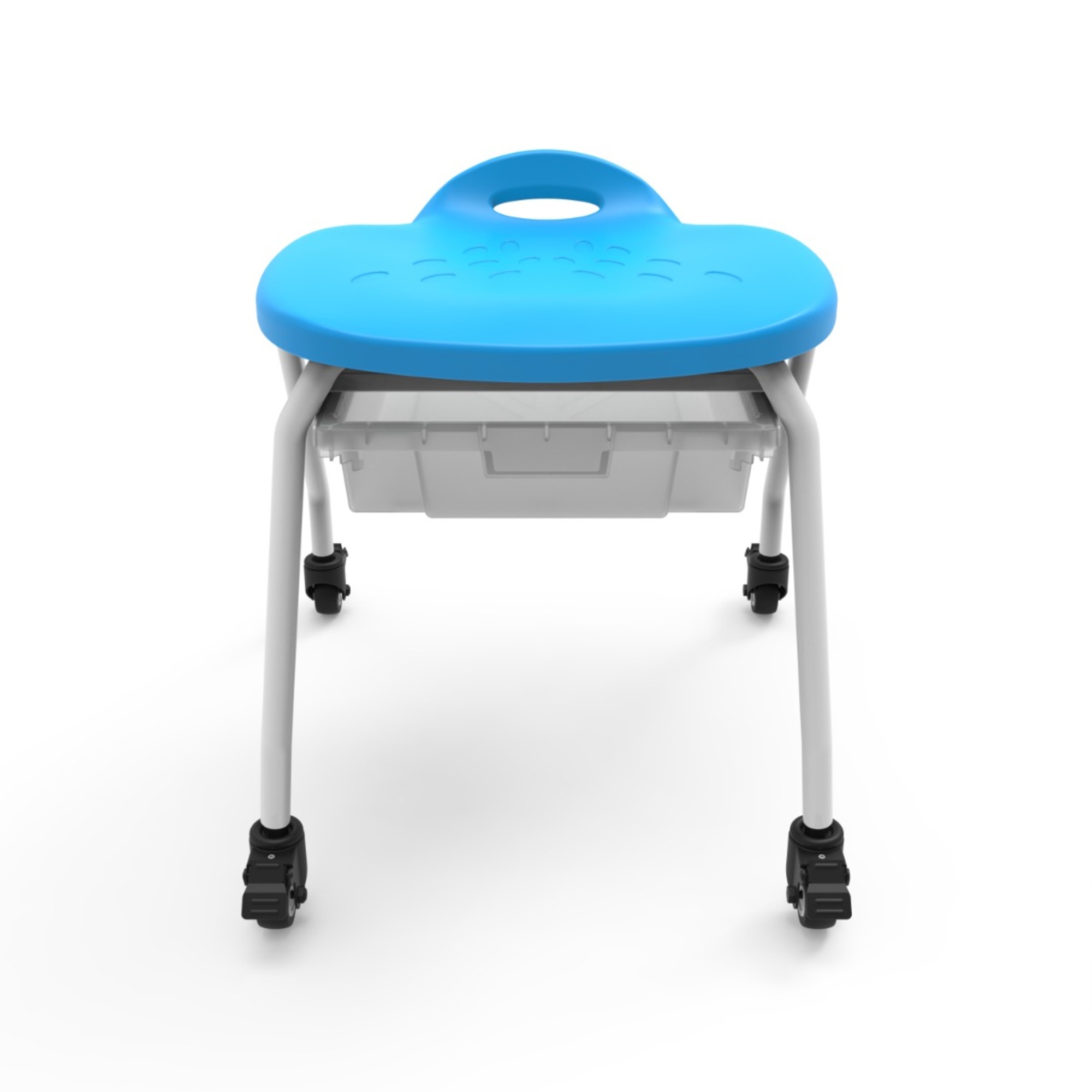 Luxor Stackable Classroom Stool w/ wheels, Blue, Model# MBS-STOOL-1