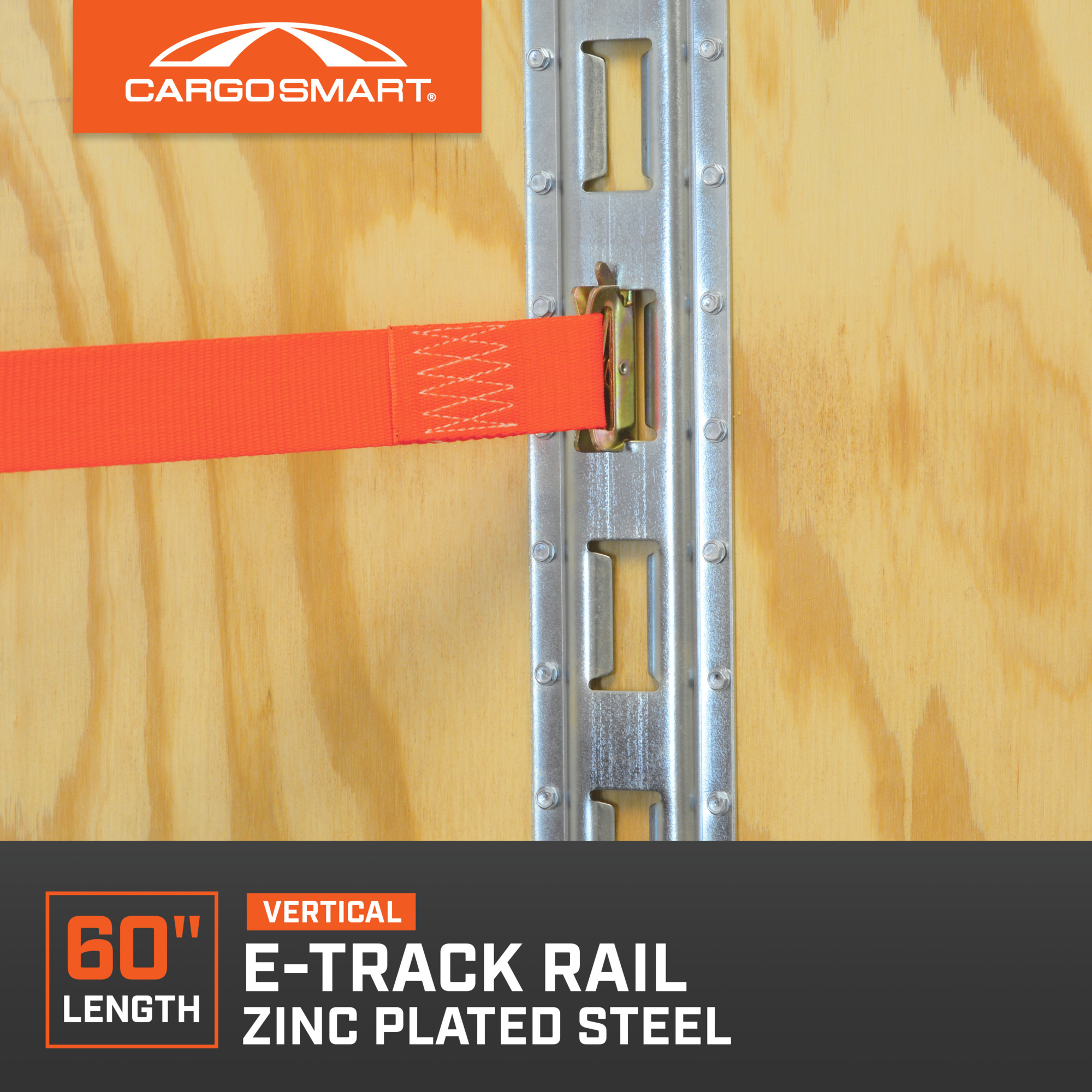 CargoSmart Vertical E-Track Rail, 60in.L x 3.5in.W