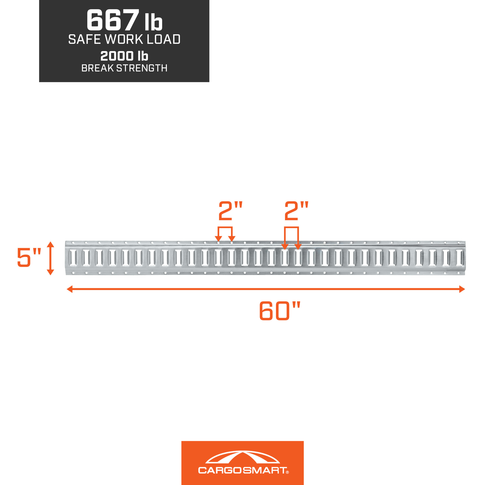 CargoSmart Horizontal E-Track Rail, 60in.L x 5in.W