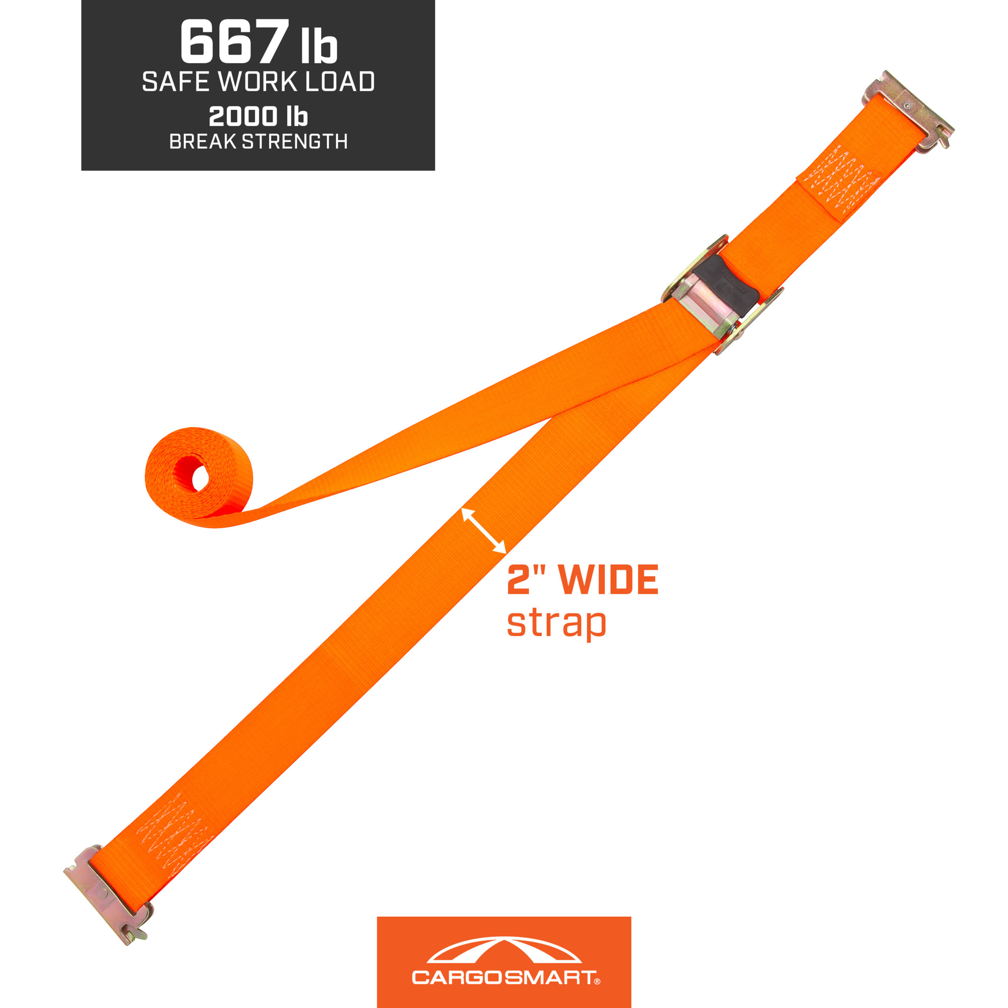 CargoSmart Cam Buckle Straps, 2-Pack, 2in. x 12ft., For E-Track and X ...