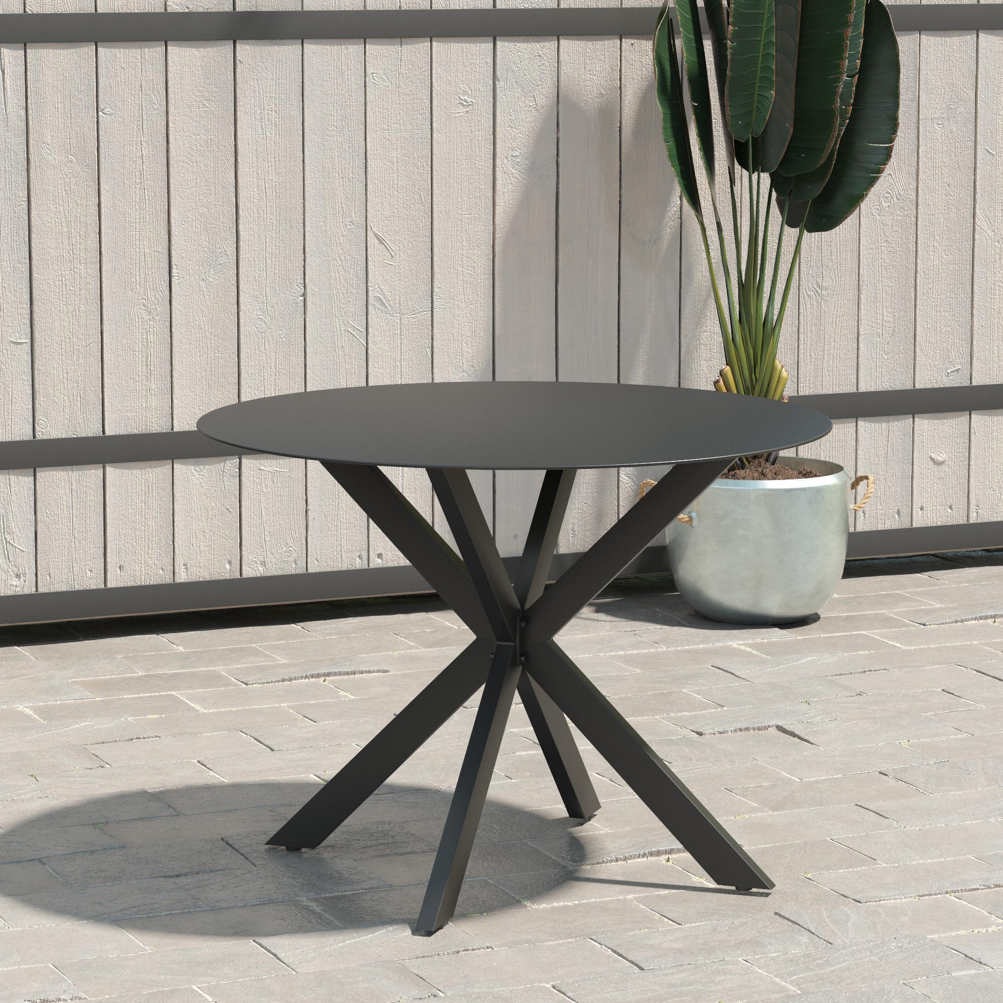 Dining Table w/ Glass Top, Table Round, Black, 30in., Model# 88289BGYE