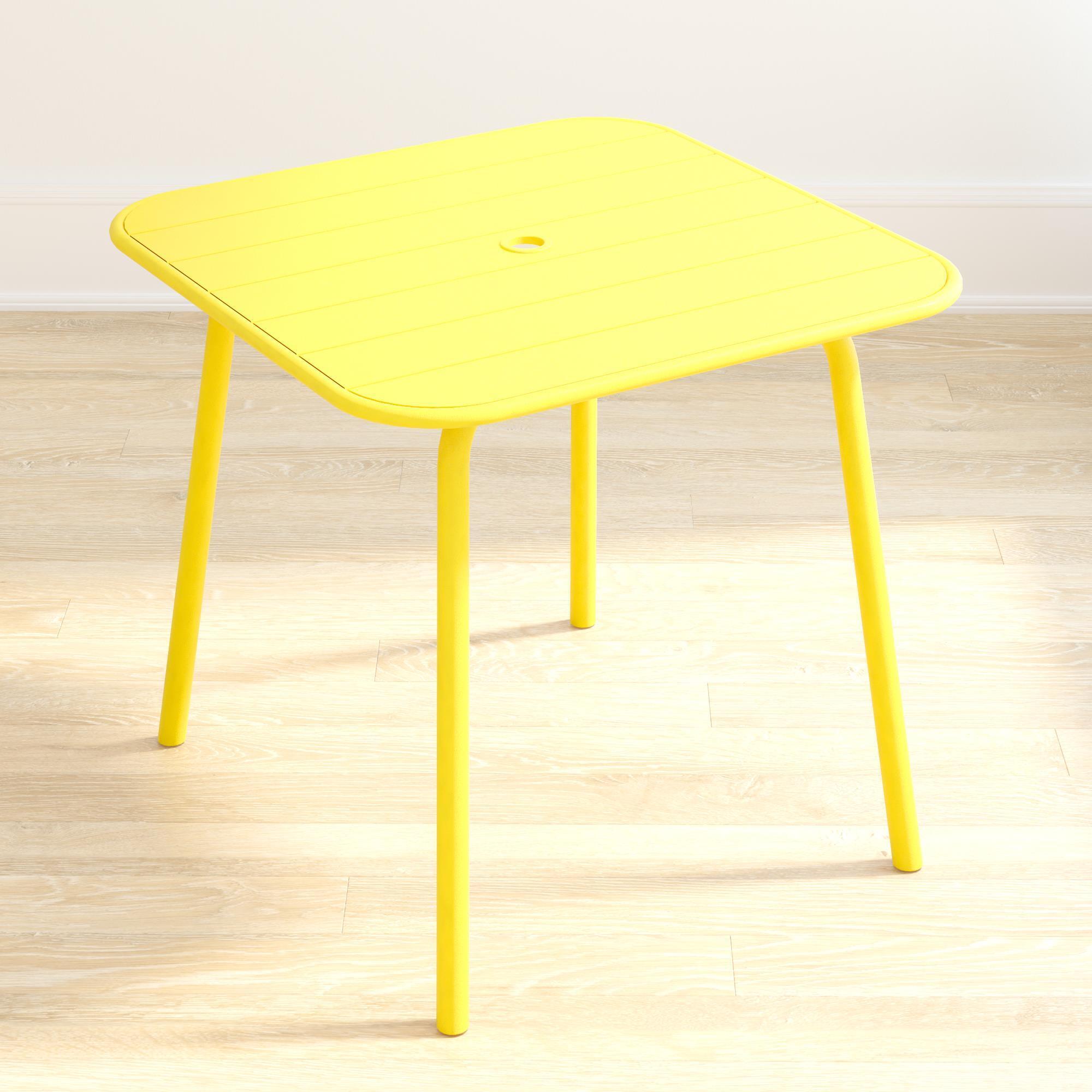 Outdoor/Indoor Dining Table, Square, Yellow, 29.1in., Model# 88956YLW1E