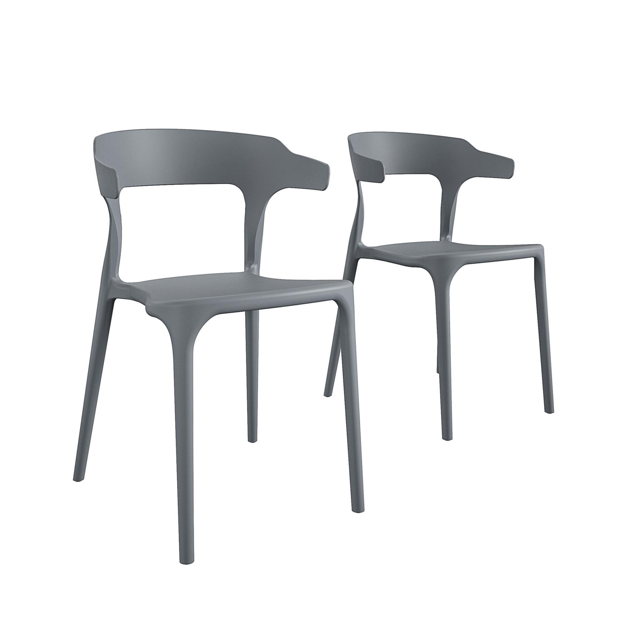 Novogratz, Felix Stacking Dining Chairs, 2-Pk, Charcoal, Primary Color Gray, Material Molded Plastic, Width 17 in, Model# 87818CHC2E