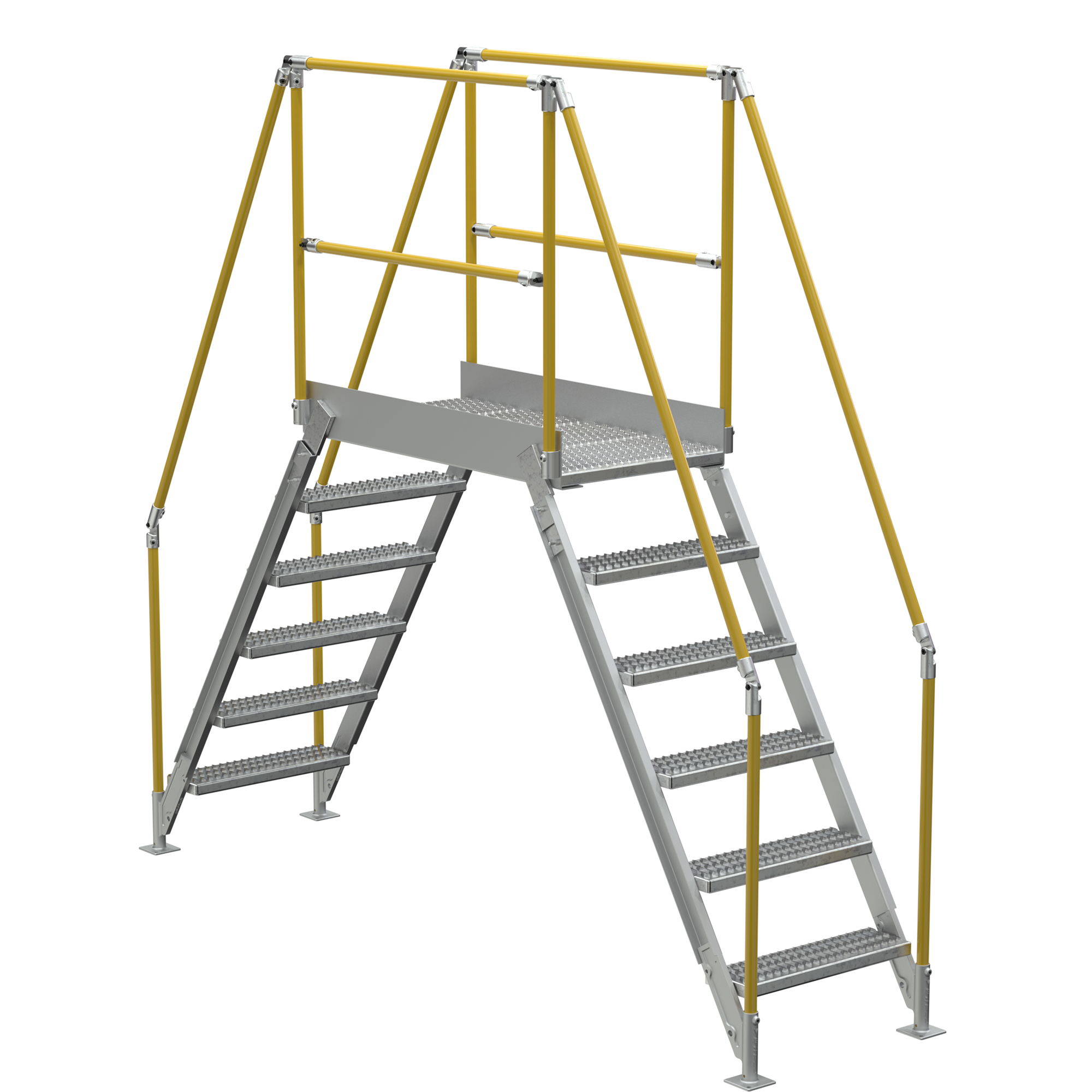 Vestil Aluminum Crossover Ladder - 6 Steps, 33in. Top Step, 60in. Clearance Height, 500-Lb. Capacity, Model# COL-AL-6-56-33