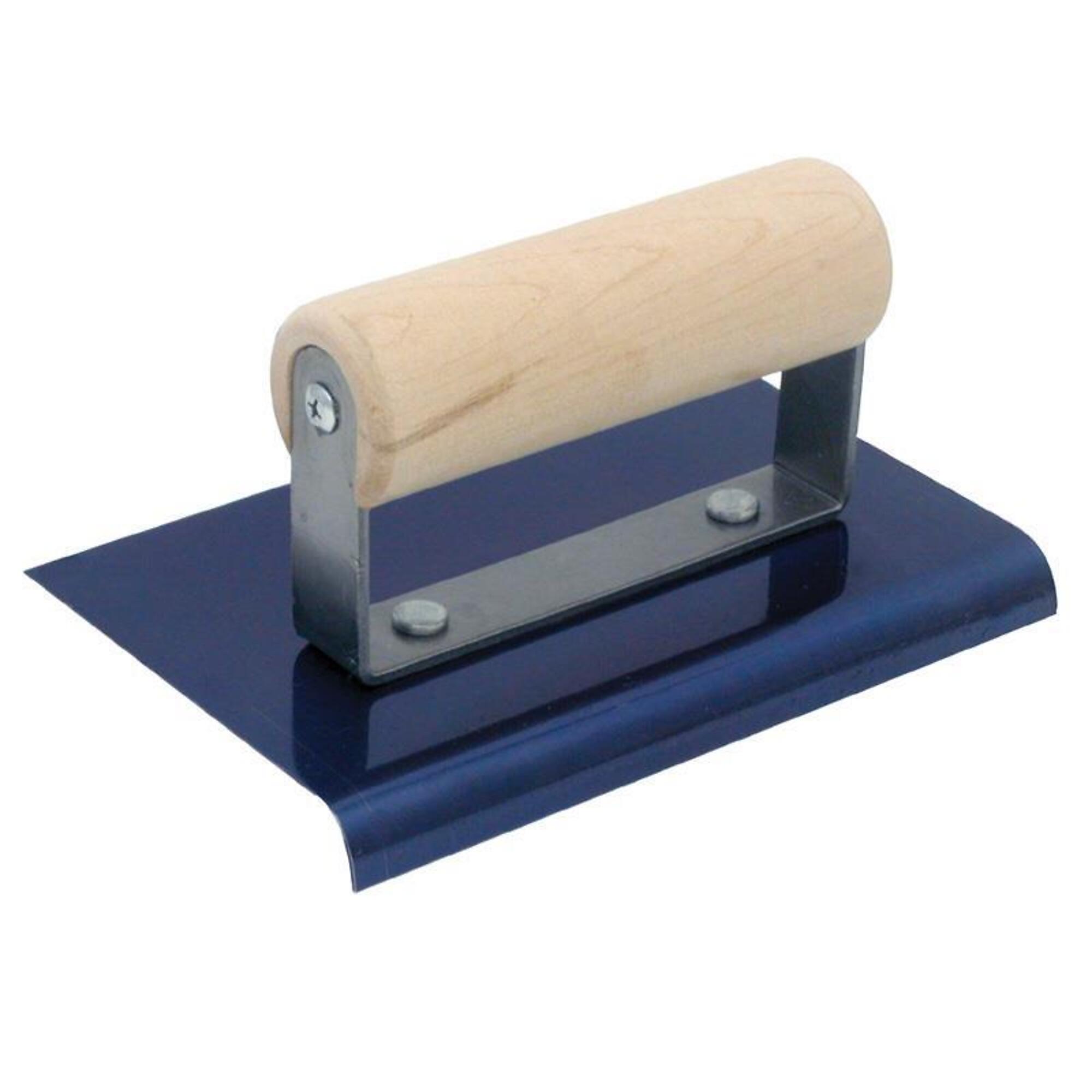 Marshalltown Stainless Steel Hand Edger - 6in. x 6in., 1/4in. Radius, 3/8in. Lip, Wood Handle, Model# CE560B