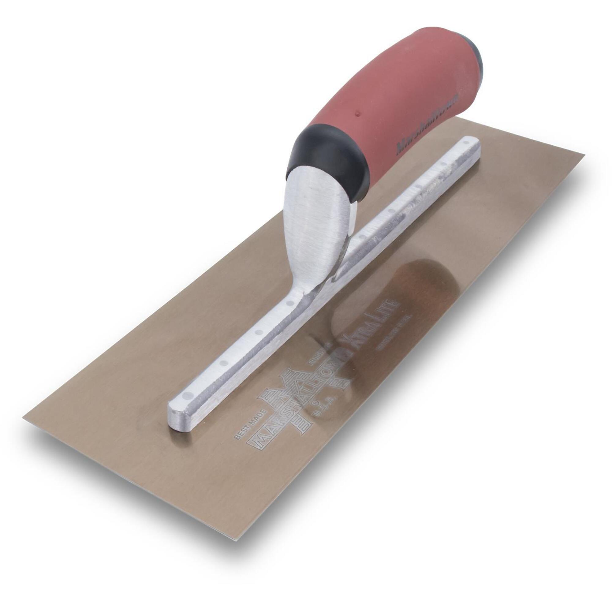 Marshalltown Finishing Trowel - 14in. x 5in., Gold Stainless Steel, Curved DuraSoft Handle, Model# MXS145GD
