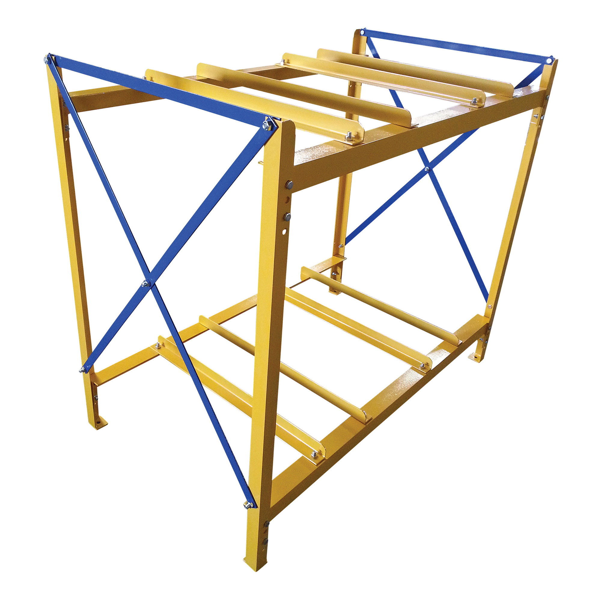 Vestil Horizontal Drum Storage Rack - 4-Drum Capacity, 30-55 Gal., Heavy-Duty Steel, Yellow, Model# DRK-2-2