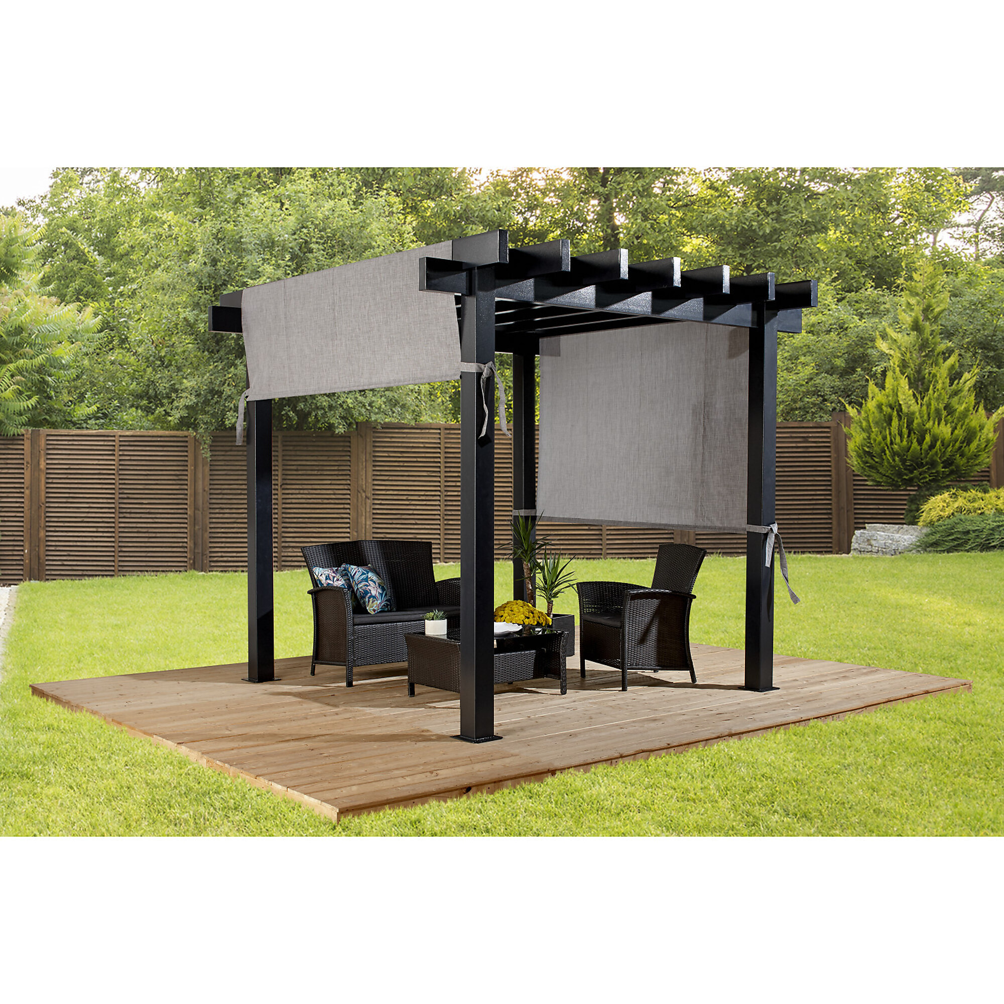 ShelterLogic Sojag Yamba Pergola - 10ft. x 13ft., Powder-Coated Aluminum Frame, Textilene Roof, Gray, Model# 500-9167801