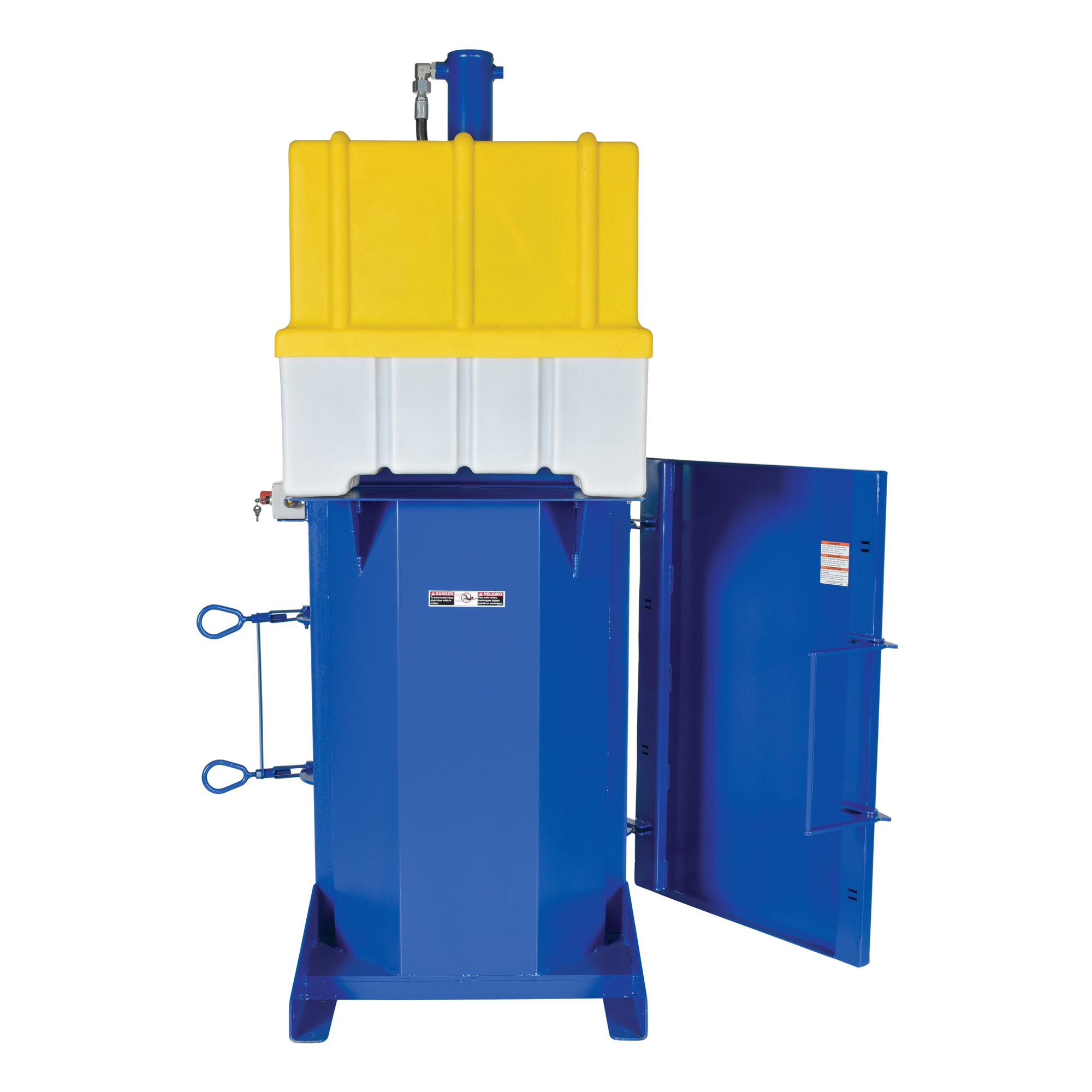 Vestil, 460v Steel hydraulic drum crusher and compactor, Capacity 38000 lb, Drum Size Multiple