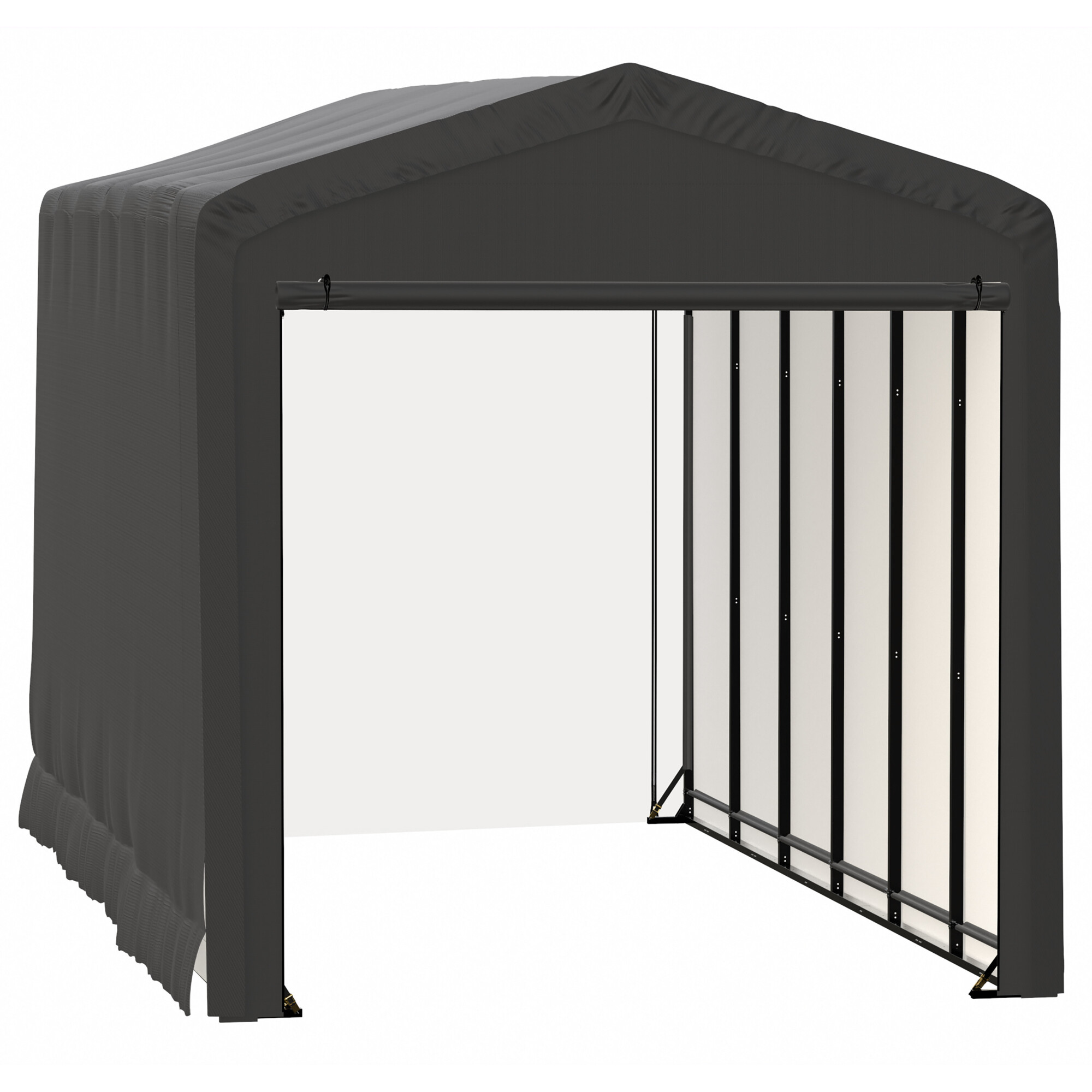 ShelterLogic ShelterTube Wind and Snow Rated Garage - 14ft. x 27ft. x 16ft., Industrial-Strength Steel Frame, Waterproof Fabric, Gray, Model# SQAACC0103C01402716