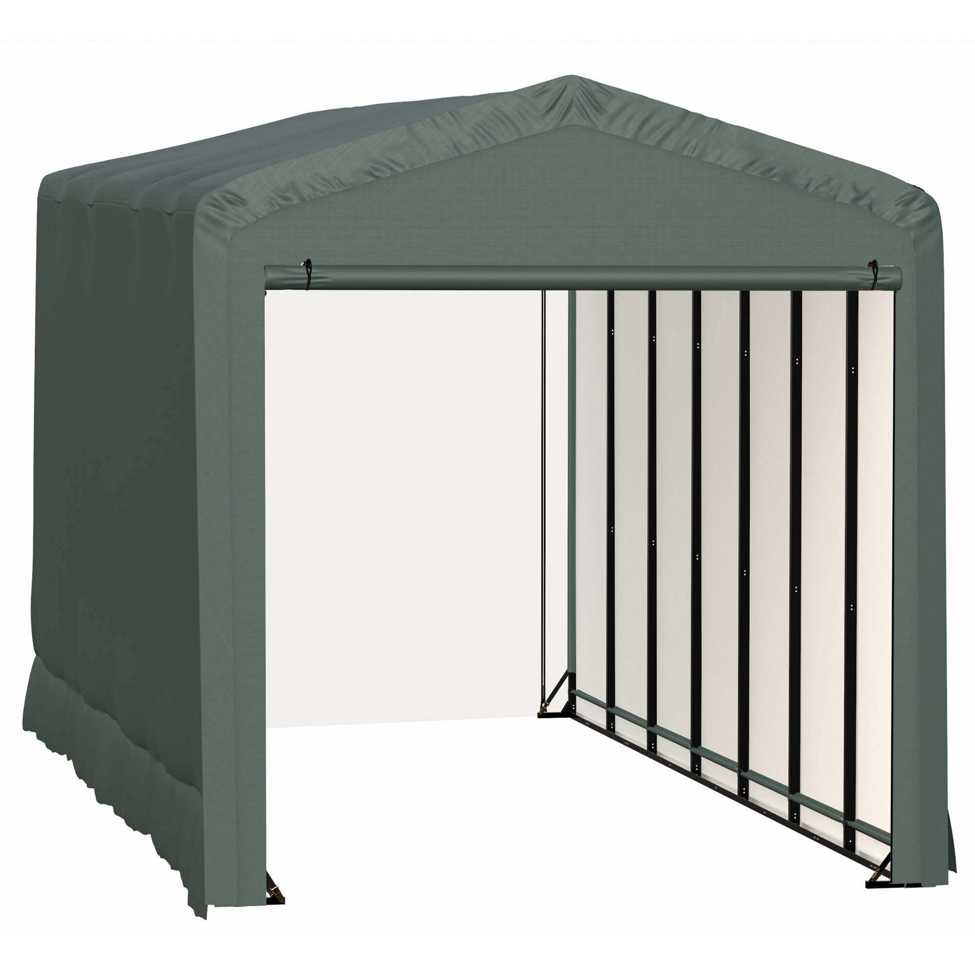 ShelterLogic ShelterTube Wind and Snow Rated Garage - 14ft. x 32ft. x 16ft., Green, Waterproof Fabric, Model# SQAACC0104C01403216