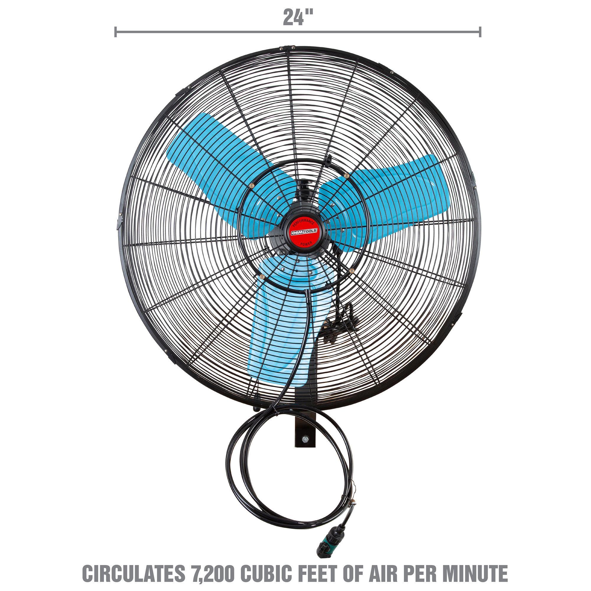 OEMTOOLS, Oscillating WallMount Misting Fan, Fan Type Wall Mount, Fan