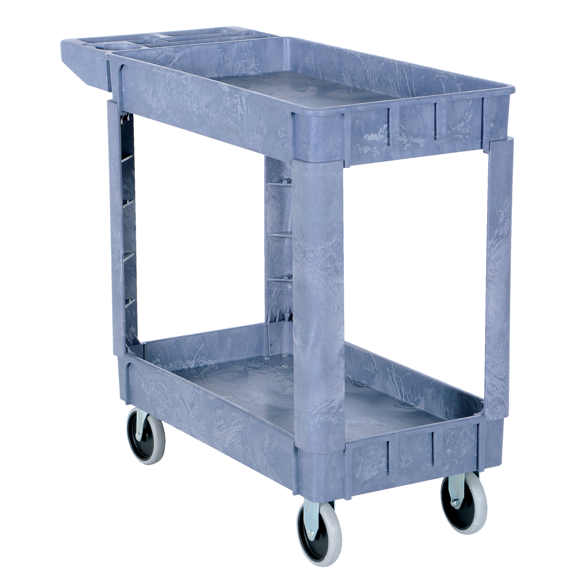 Vestil Plastic Utility Service Cart - 2 Shelves, 550-lb. Total Capacity, Structural Foam, Model# PLSC-2-1731