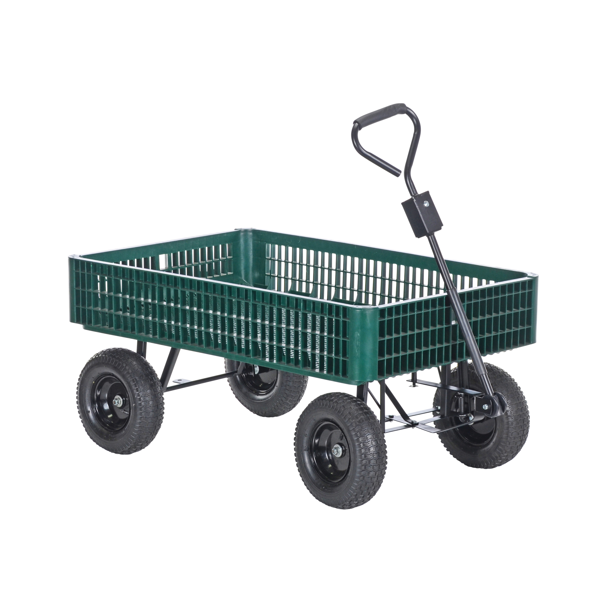 Vestil Landscape Cart with Plastic Crate - 1000-Lb. Capacity, Pneumatic Tires, Model# LSC-3052-PCW