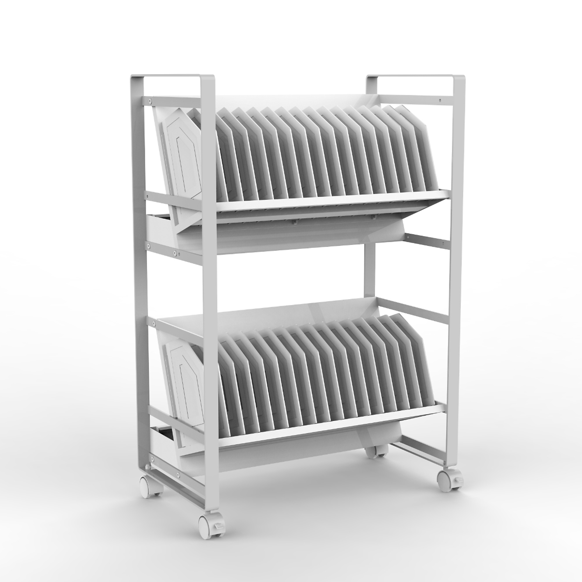 Luxor, 32-Tablet/Chromebook Charging Cart, Color Gray, Material Steel, Shelves (qty.) 2, Model# LOTM32