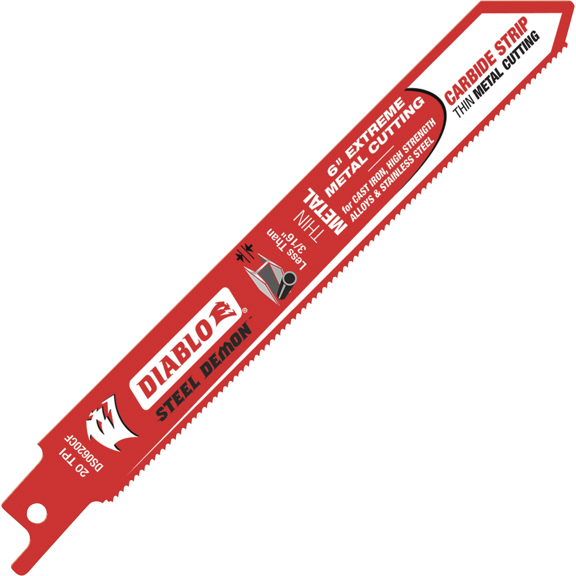 6 in. 20 Teeth per in. Steel Demon Carbide Strip Metal Cutting Reciprocating Blade 6 in. 20 Teeth per in. Steel Demon Carbide Strip Metal Cutting Reciprocating Blade