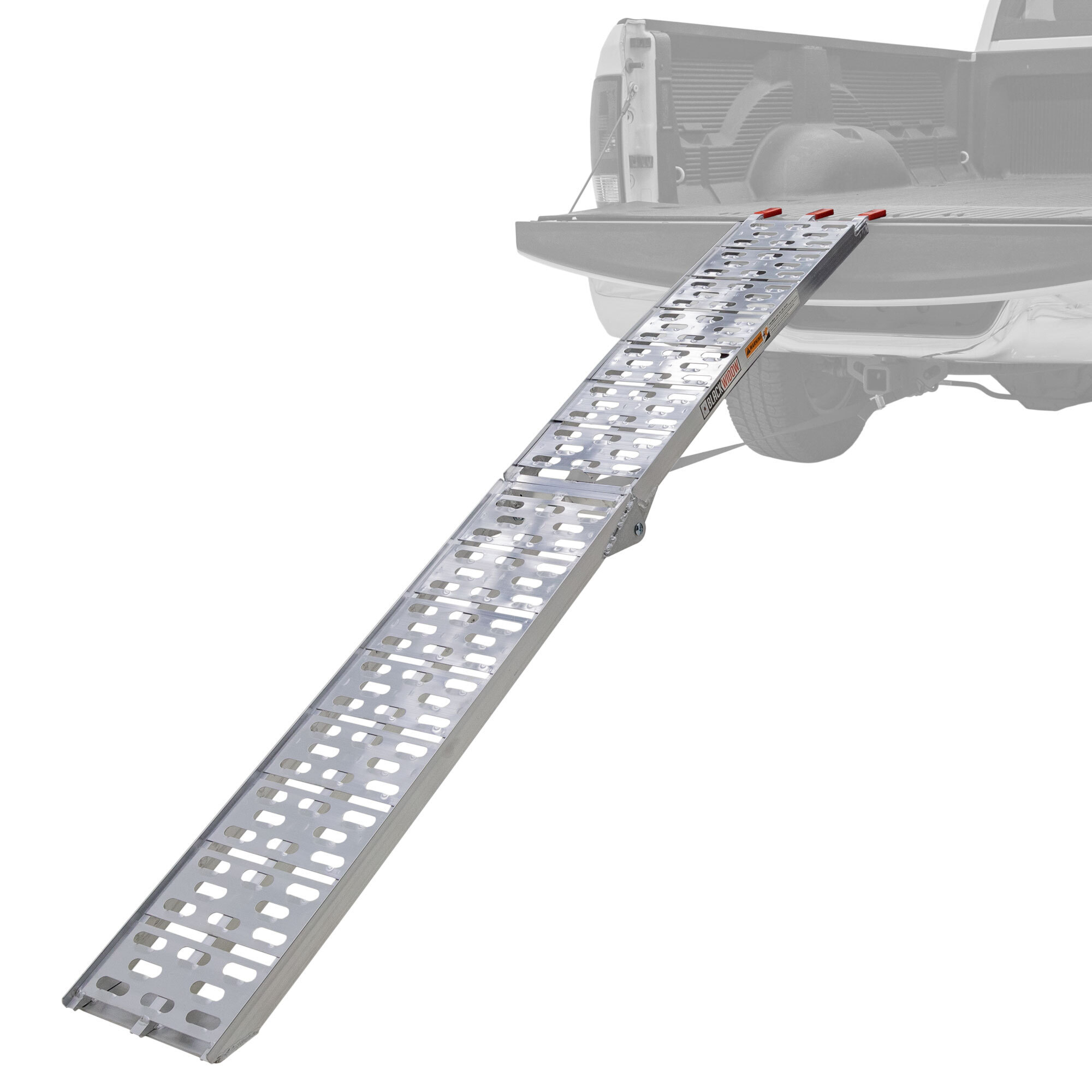 Black Widow, Alum. Folding Arched Plate-Style Runner Moto Ramp, Max. Ramp Length 89.25 in, Surface Width 11.13 in, Capacity 750 lb, Model# AFP-9012
