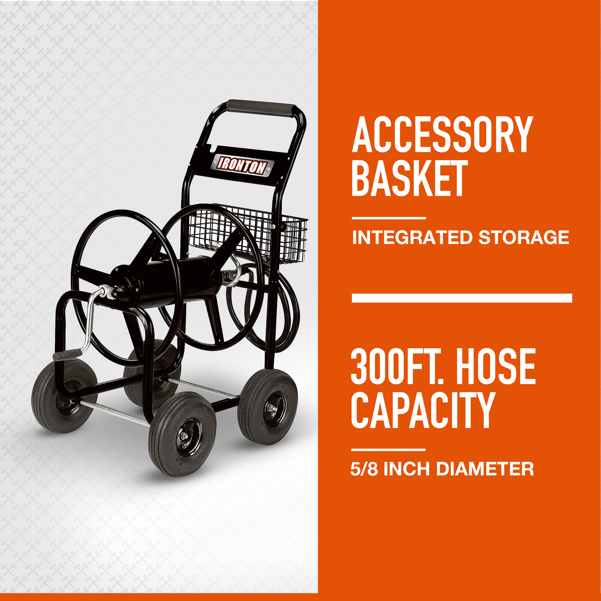 Ironton® Hose Reel Cart, Holds 5/8in. x 300ft. Hose