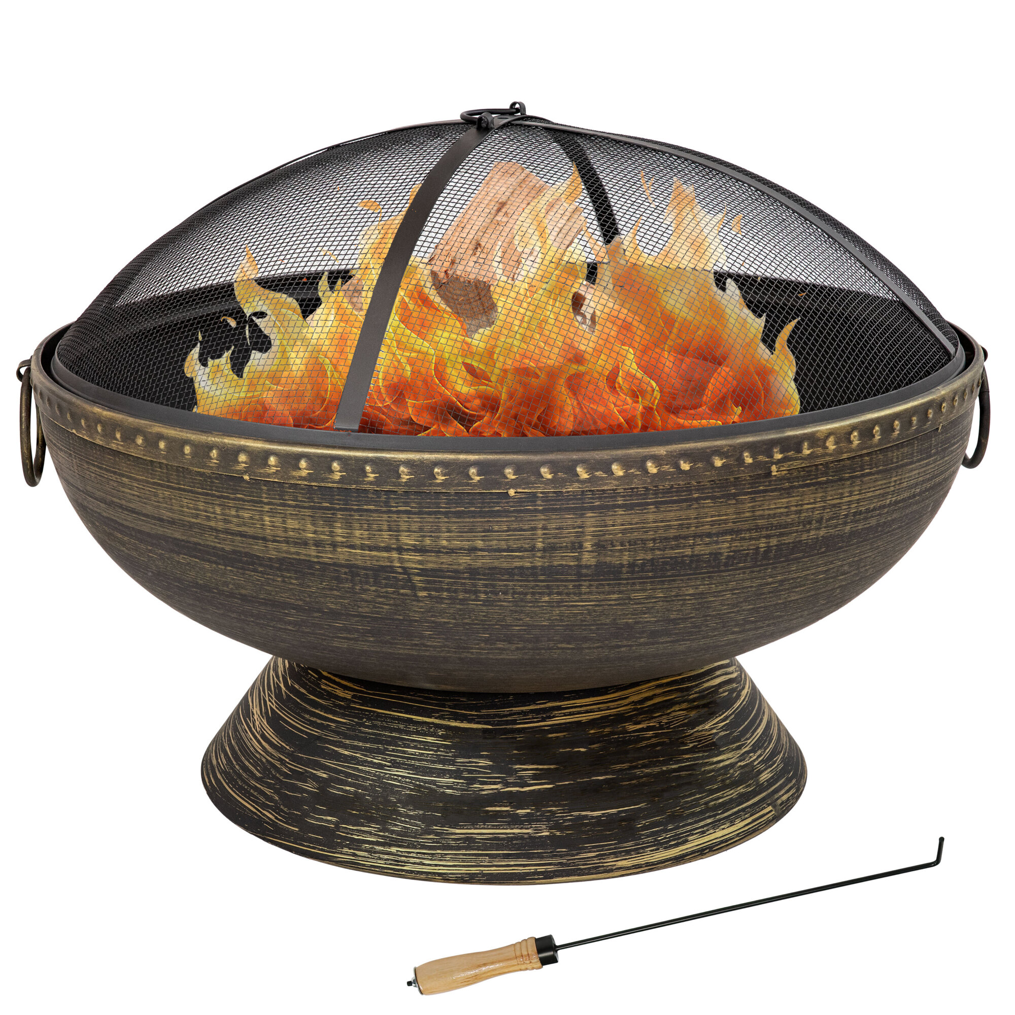 Sunnydaze Decor Fire Bowl with Handles and Spark Screen, 30in. Dia. Model# NB-FFP30