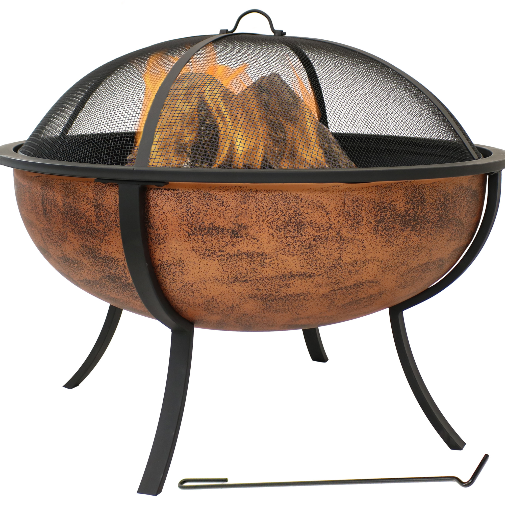 Sunnydaze Decor, Copper Fire Pit Bowl with Spark Screen - 32in., Diameter 32 in, Model# NB-550