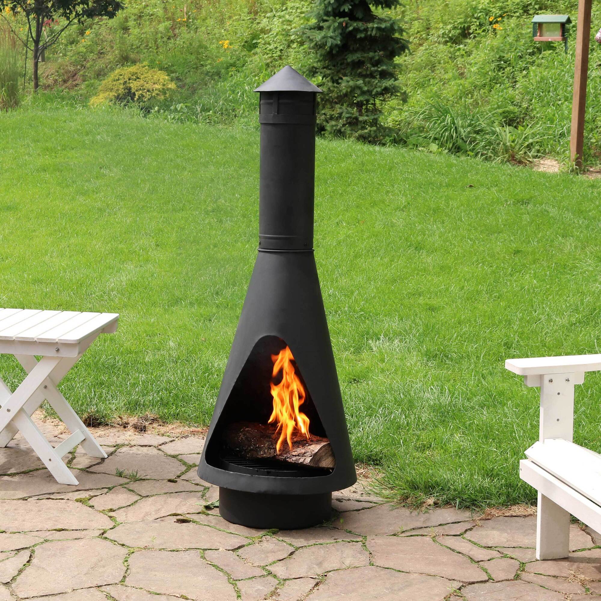 Sunnydaze Decor, Wood-Burning Open Access Chiminea - 56in., Diameter 19