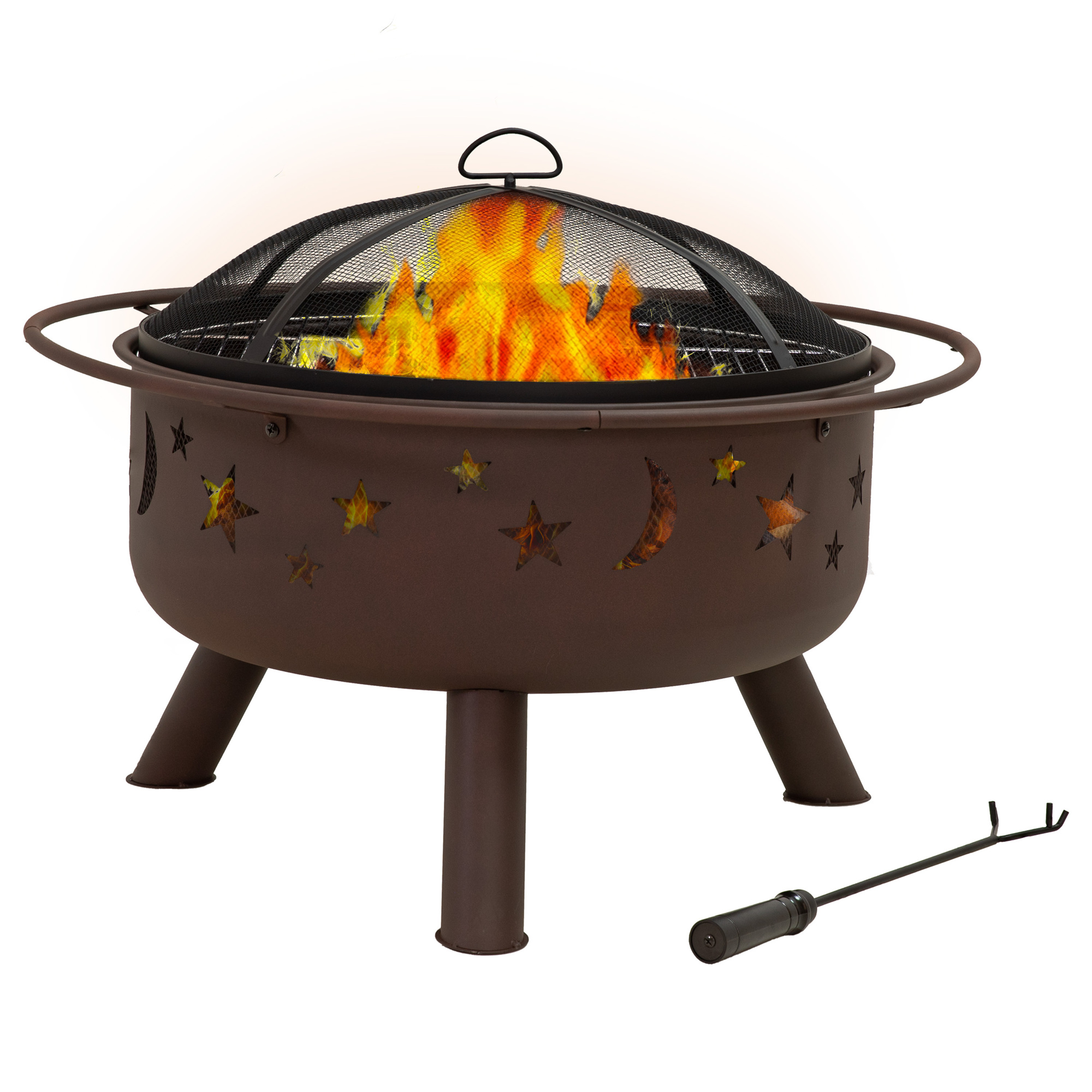 Sunnydaze Decor, Cosmic Fire Pit with Cooking Grill - 30in., Diameter 30 in, Material Steel, Model# NB-MS201