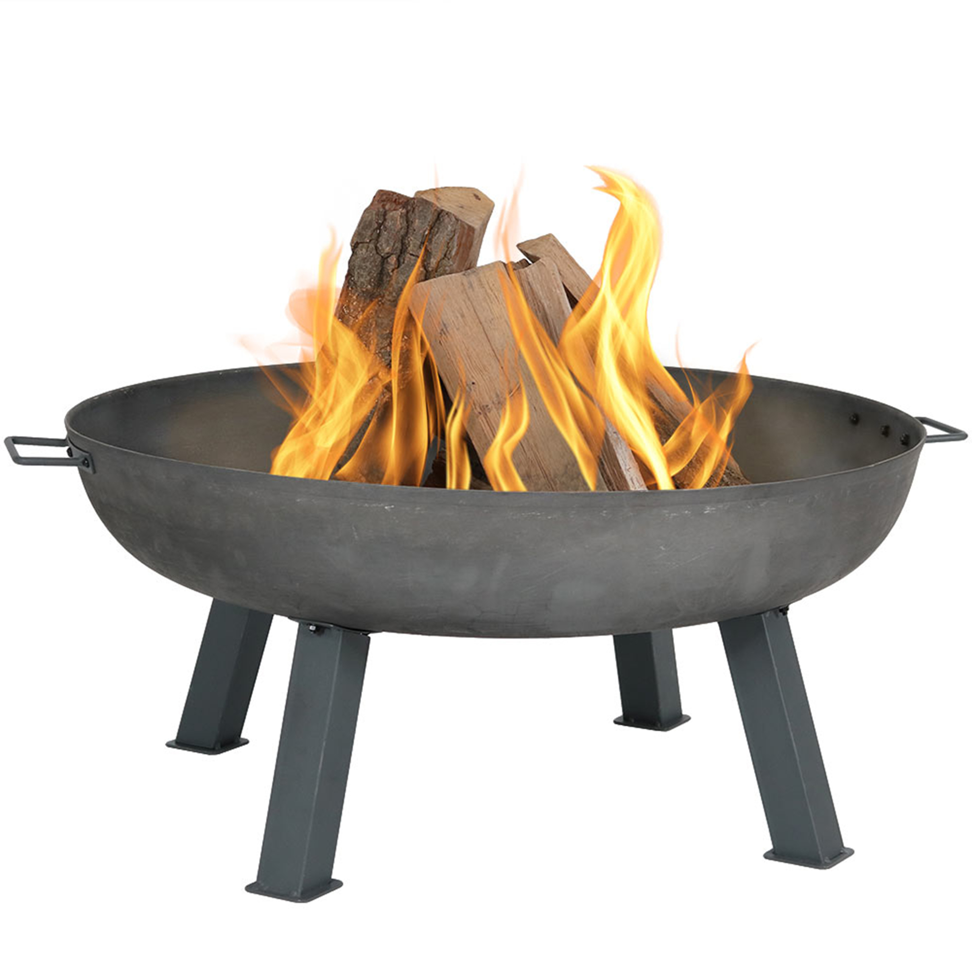Sunnydaze Decor, Cast Iron with Steel Finish Fire Bowl - 34in., Diameter 34 in, Material Cast Iron, Model# RCM-LG570-Steel