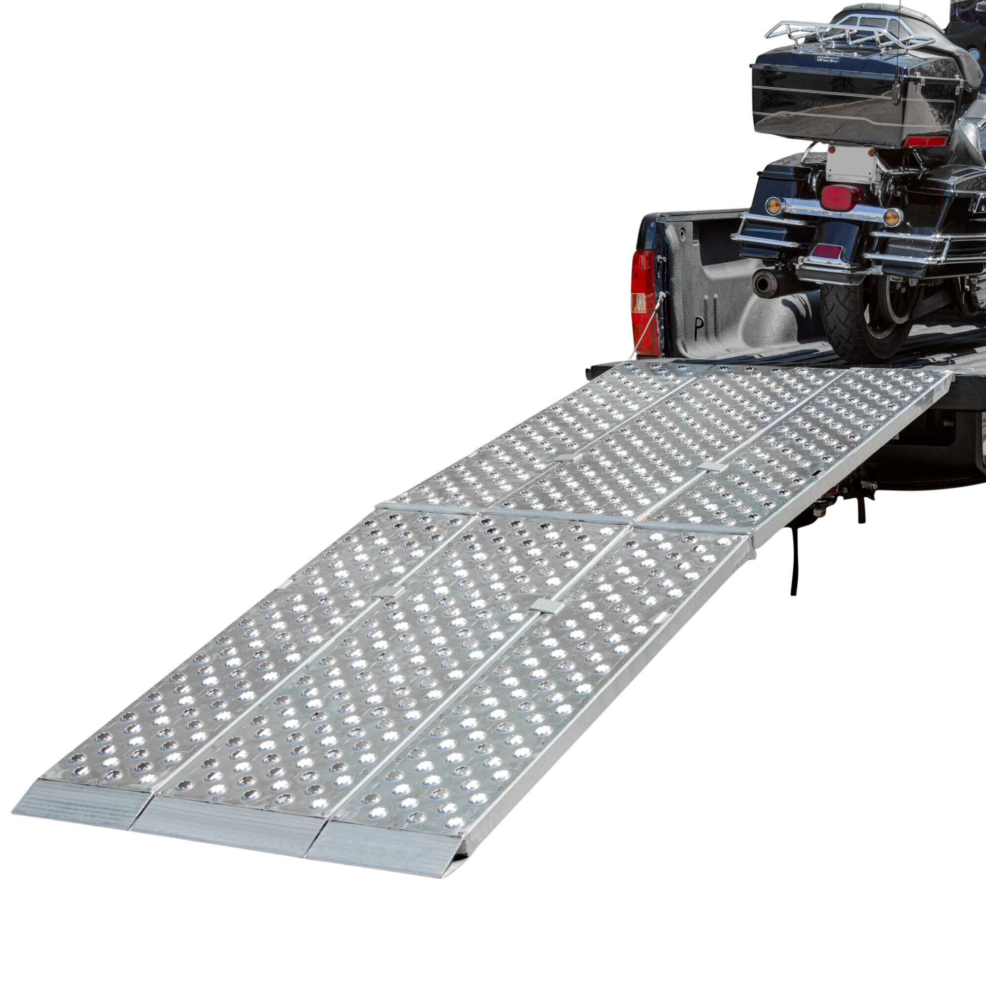 Black Widow, 10ft. L Alum. Folding 3-Piece Motorcycle Ramp, Max. Ramp Length 120 in, Surface Width 47 in, Capacity 3000 lb, Model# MF3-12047-EZ