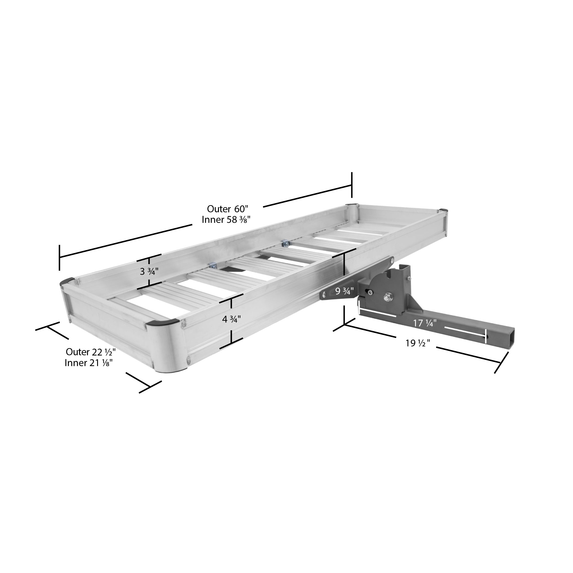 Elevate Outdoor, Folding Alum. Tray Cargo Carrier 60in., Capacity 500