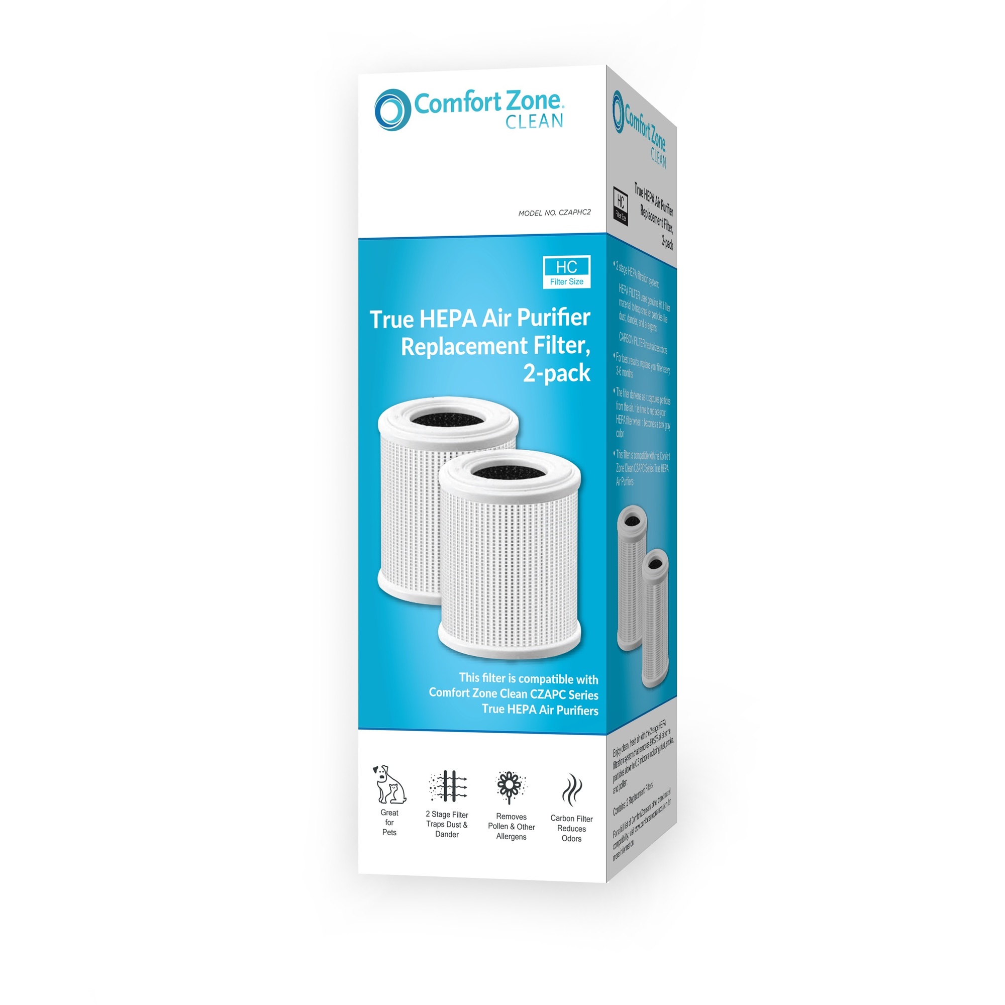 Comfort Zone CLEAN, Air Purifier Replacement Filter, Color Family
