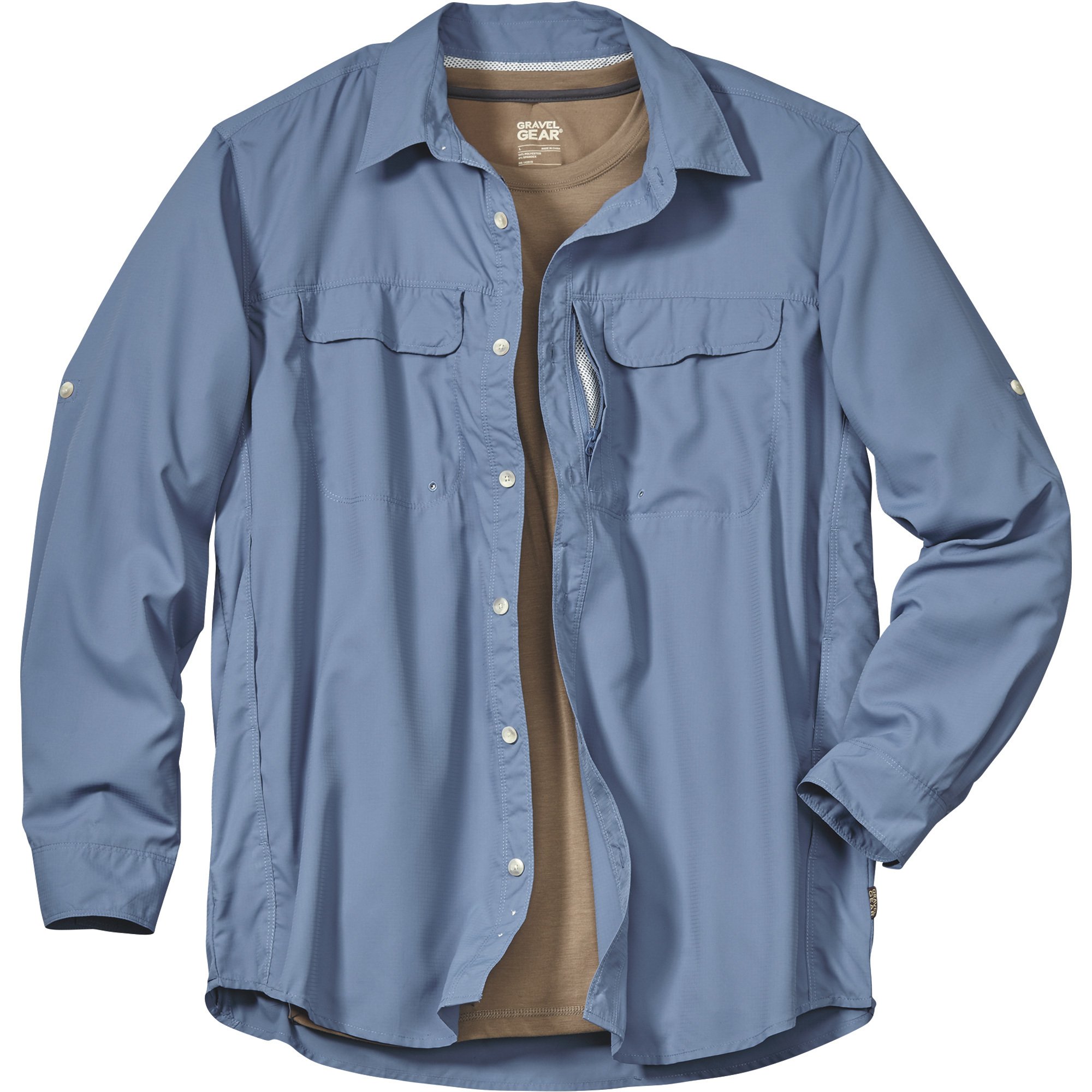 Gravel Gear Men's UPF 30 Quick-Dry Polyester Ripstop Shirt — Long Sleeve,  Regular Sizes