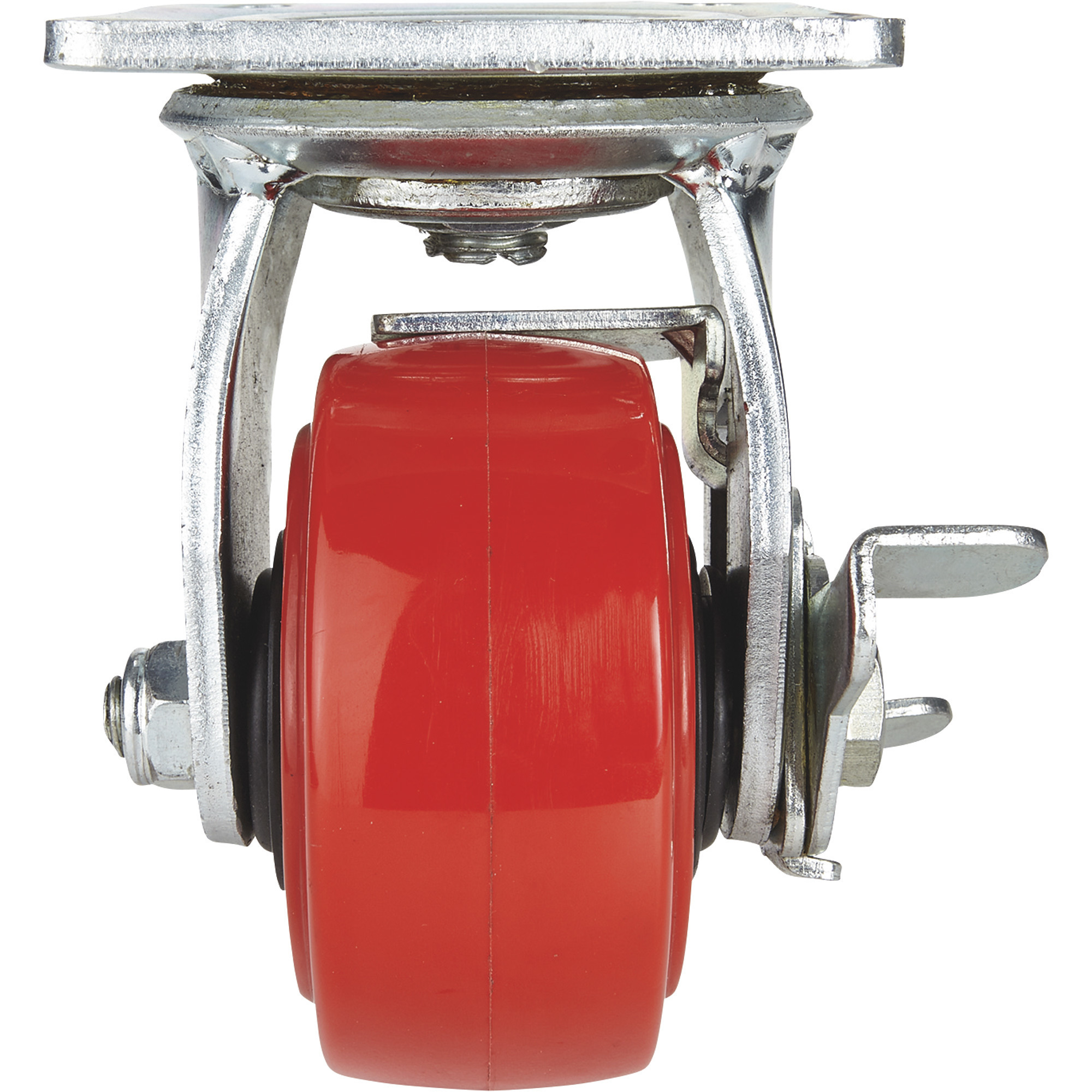 4-Inch Heavy-Duty Red PU Swivel Caster Wheels Without Brake - View #5