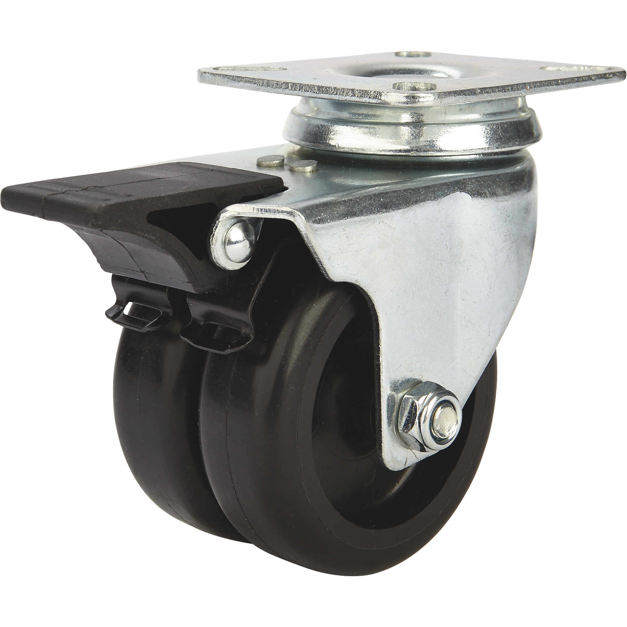 Strongway 3in. Swivel Dual-Wheel Caster with Brake — 220-Lb. Capacity ...