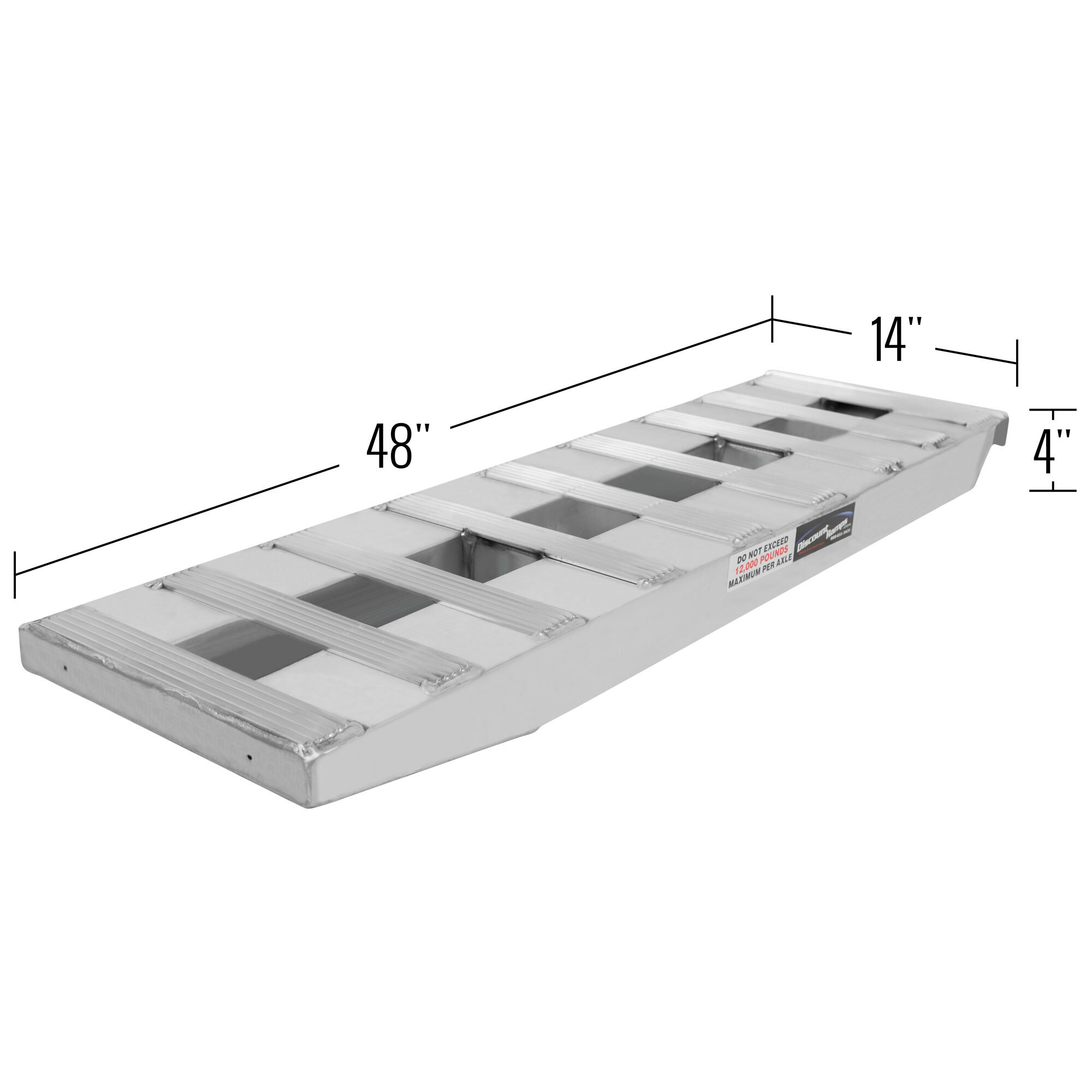 Heavy Duty Ramps 4ft. x 14in. HookEnd Equipment Ramp, Aluminum, 12,000lb.Capacity. Model 1214