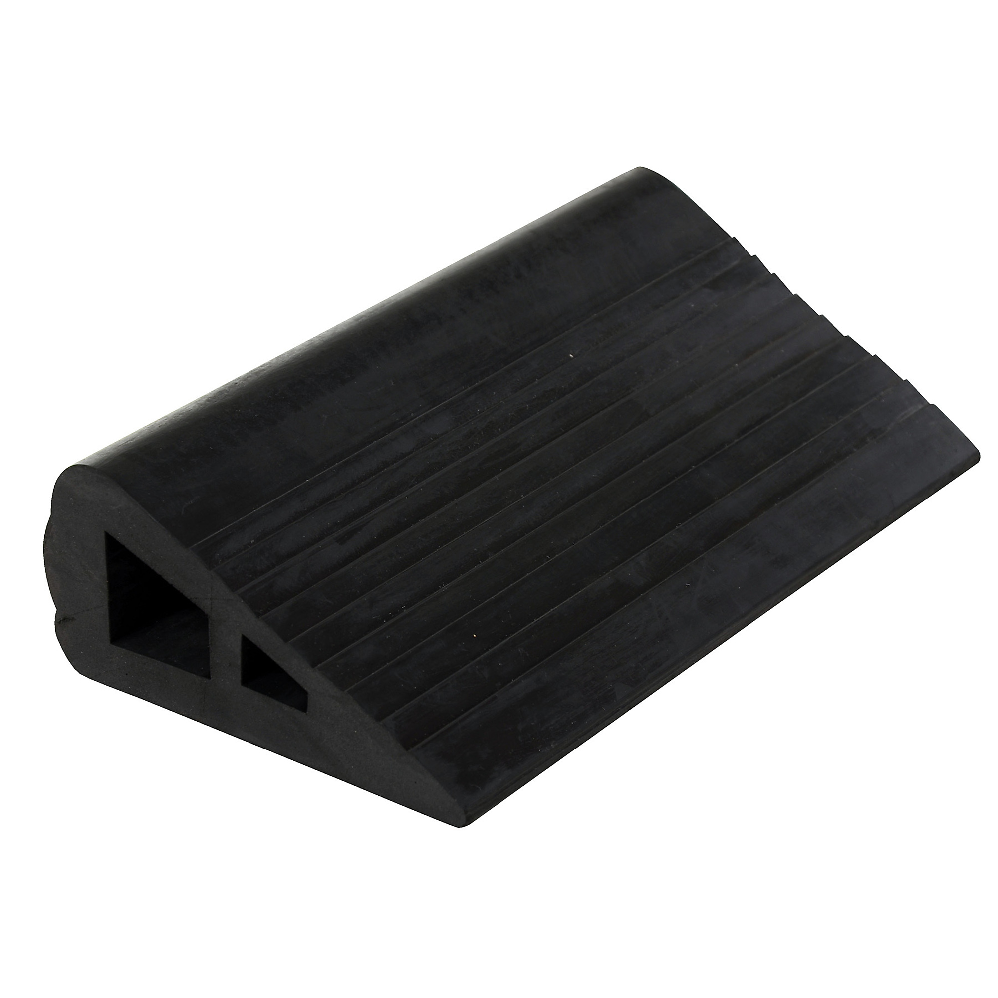 Vestil Industrial Rubber Triangular Wedge - 12in. Working Width, 3in. Height, Ribbed Design, Black, Model# RBW-5