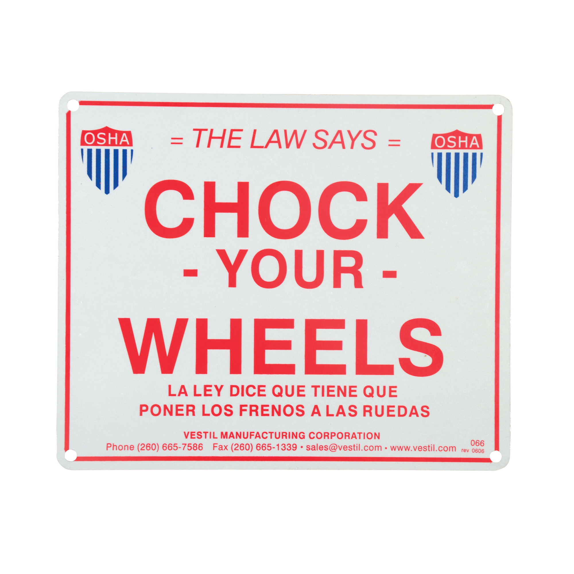 Vestil Reflective Aluminum Wheel Chock Sign - 11.75in. x 9.75in., Weather-Resistant, Model# SF-1012