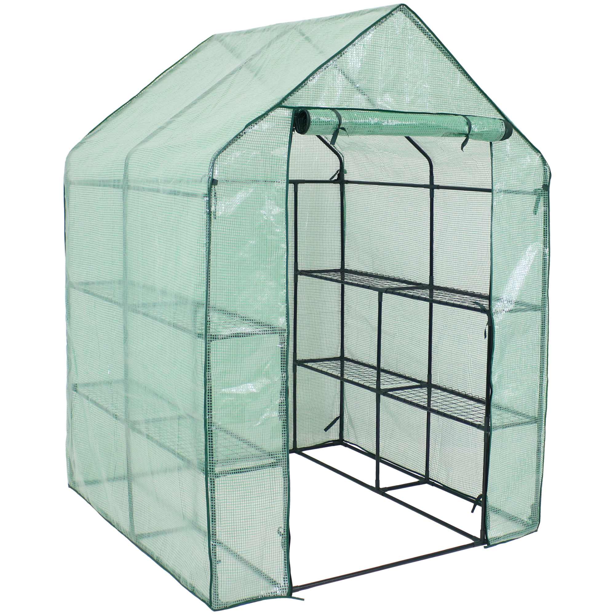Sunnydaze Decor, Grandeur Walk-In Greenhouse, Length 55 in, Width 55 in, Model# HGH-833