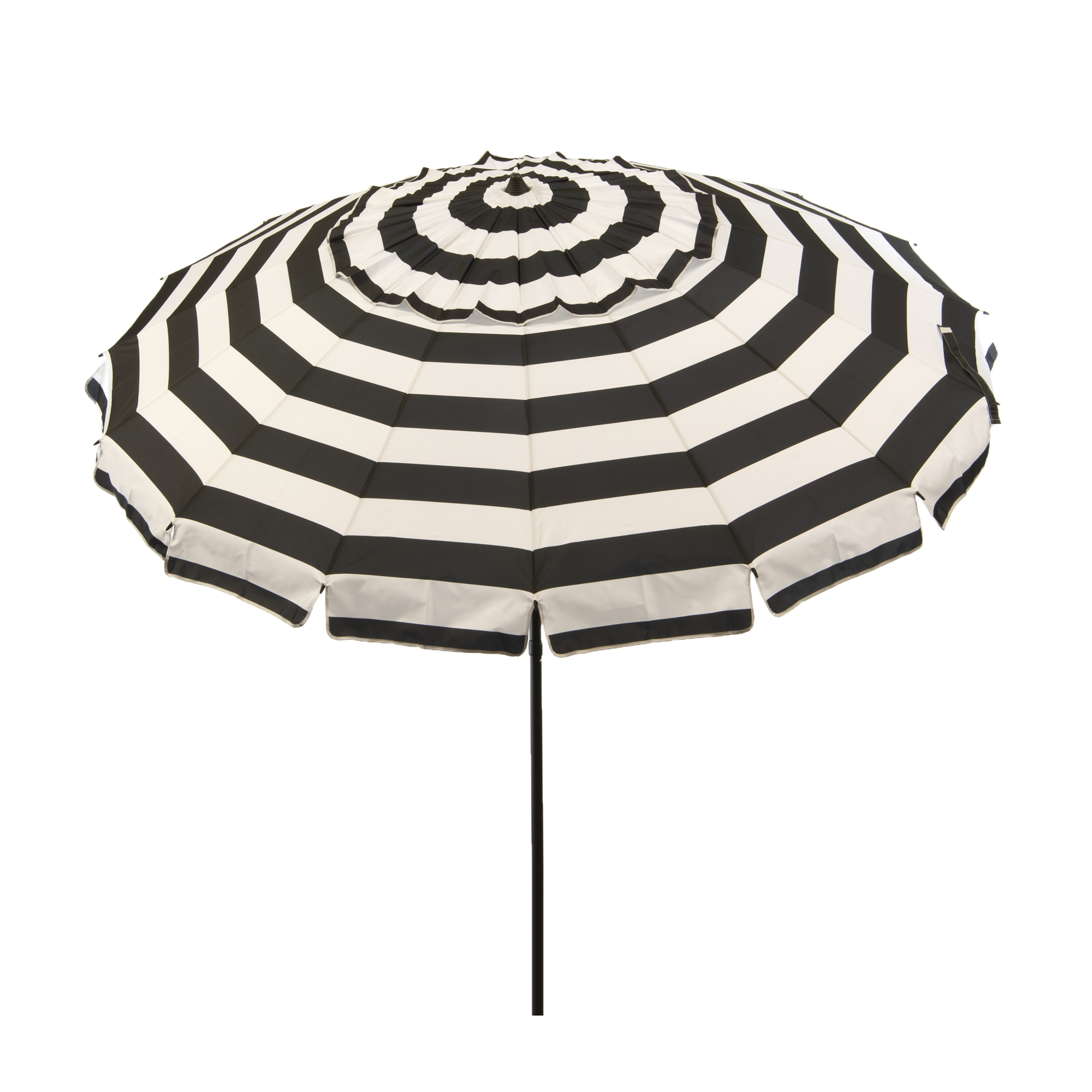 Heininger DestinationGear, 8ft. Black and White Stripe Patio Beach Umbrella, Shape Round, Model# 1120