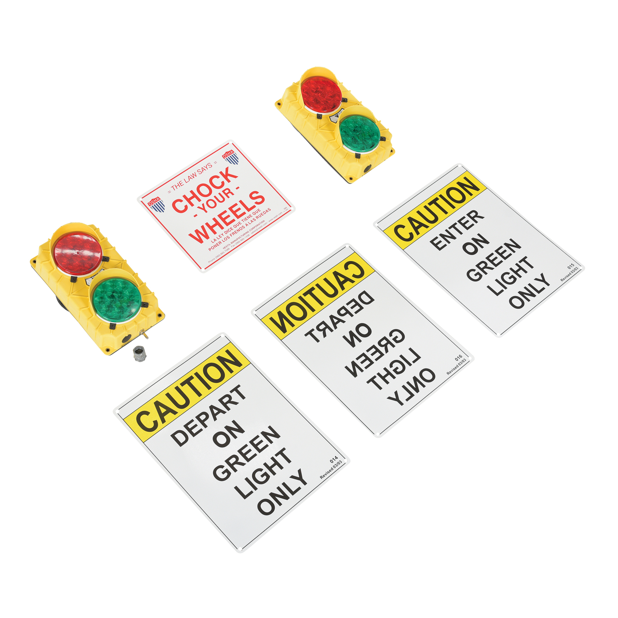 Vestil Polypropylene Traffic System Stop/Go Set - 24V, LED, Clear Lens, Model# DTS-5-LED-24DC